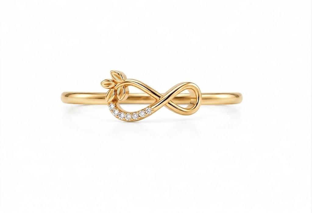 Elena Diamond Infinity ring , 7MM , 18 K , Yellow Gold