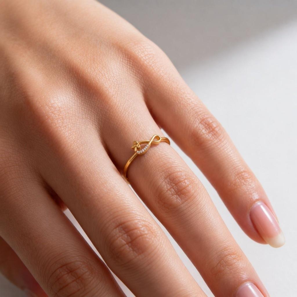 Elena Diamond Infinity ring , 7MM , 18 K , Yellow Gold