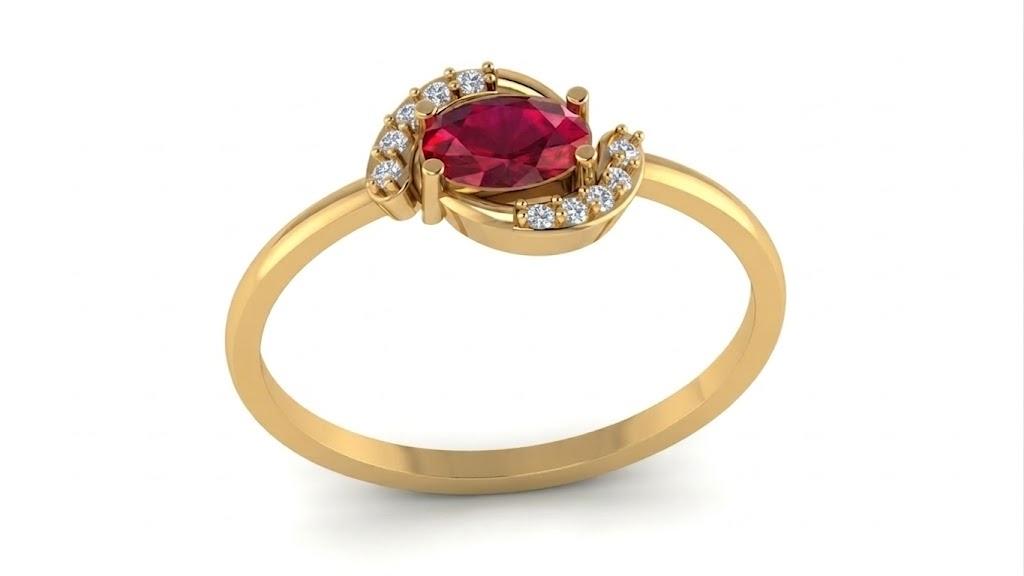 Ruby Aura Ring , 7MM , 18 K , Yellow Gold