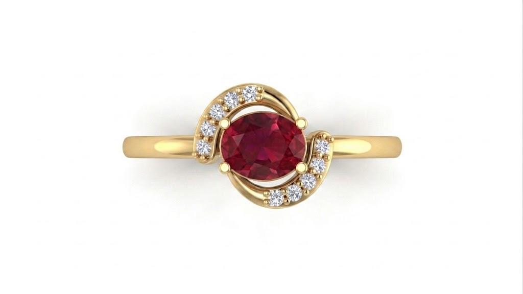 Ruby Aura Ring , 7MM , 18 K , Yellow Gold