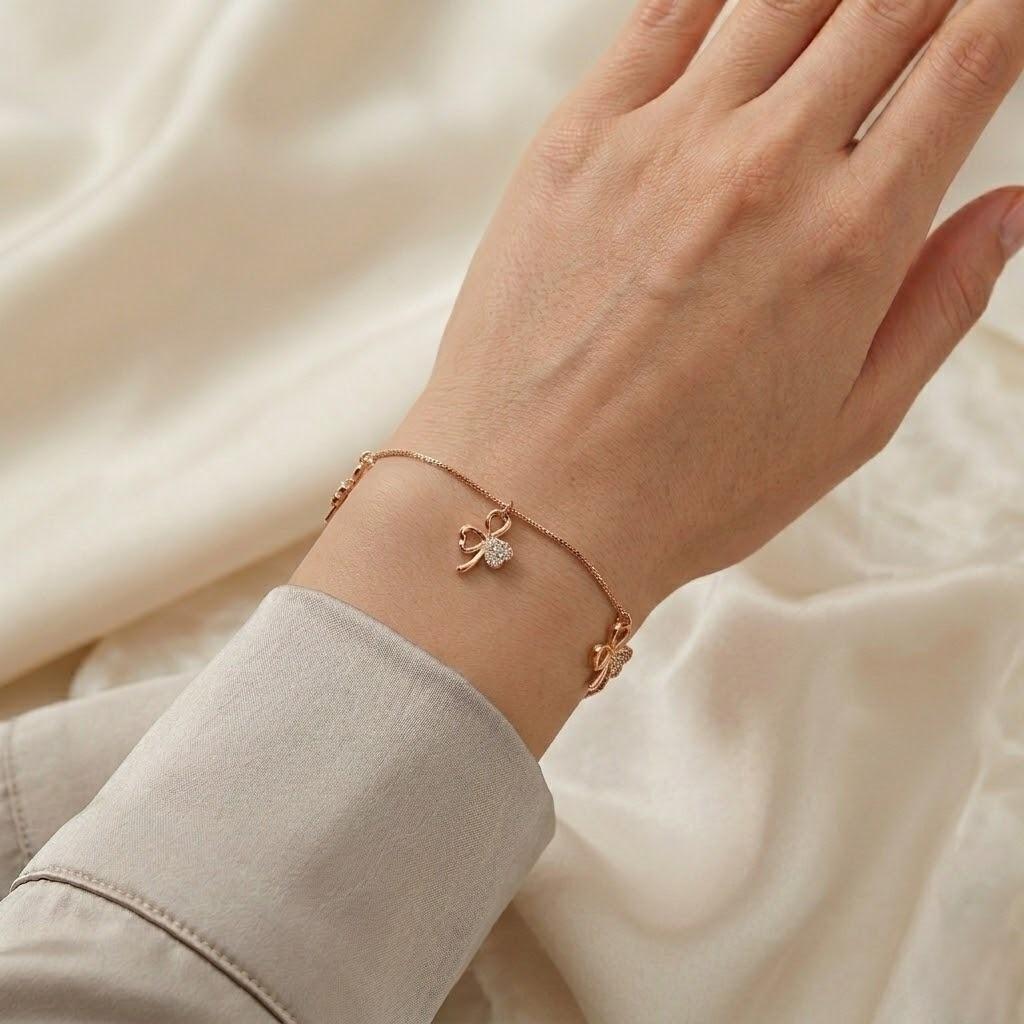 Charm Diamond Bracelet , 5.5 Inch , Yellow Gold , 18 K