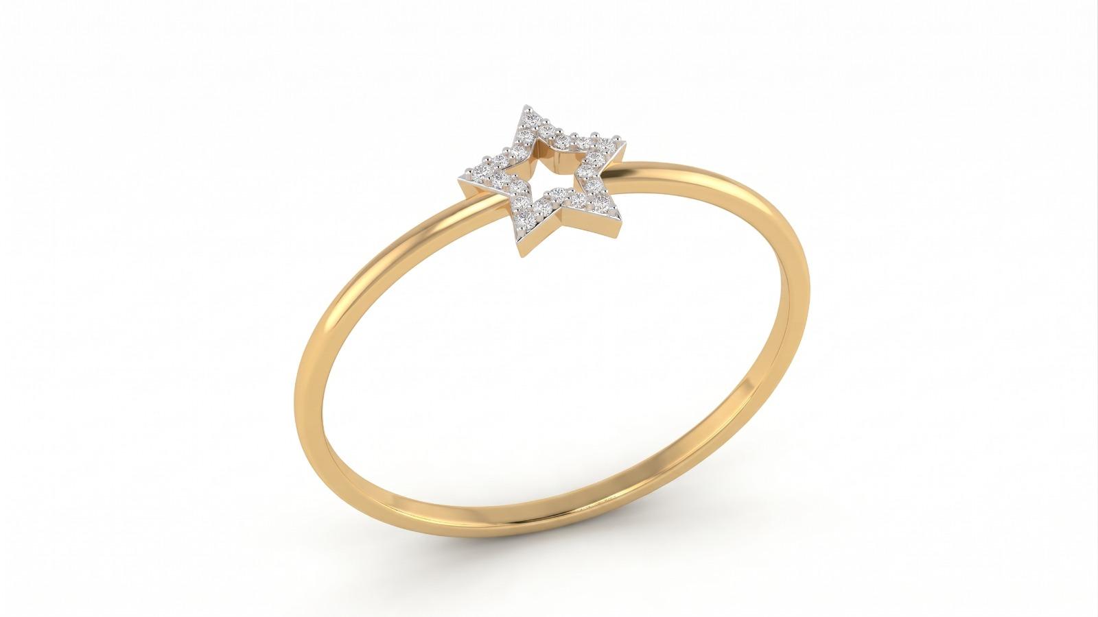 star diamond ring , 7MM , 18 K , Yellow Gold
