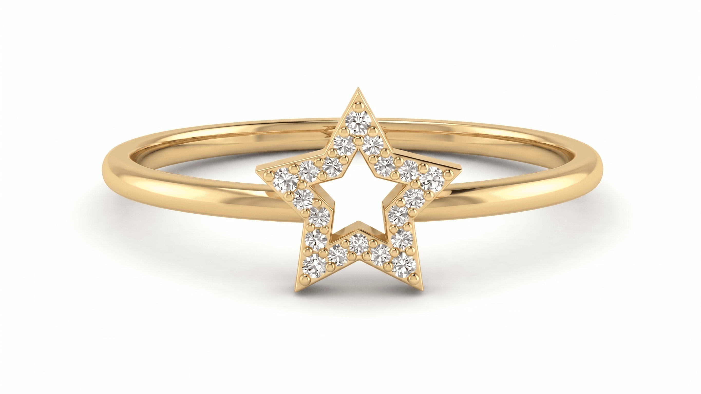 star diamond ring , 7MM , 18 K , Yellow Gold