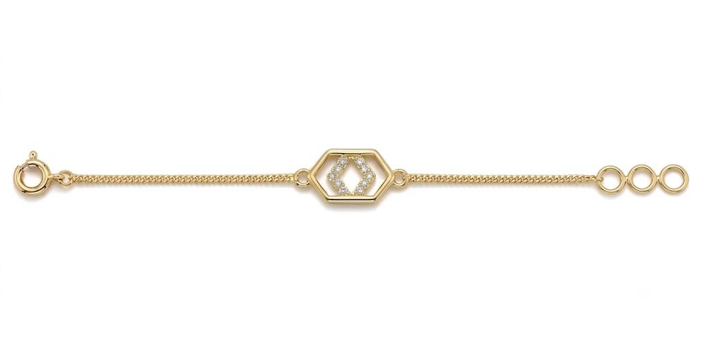 Hexa Diamond Bracelet , 5.5 Inch , Yellow Gold , 18 K