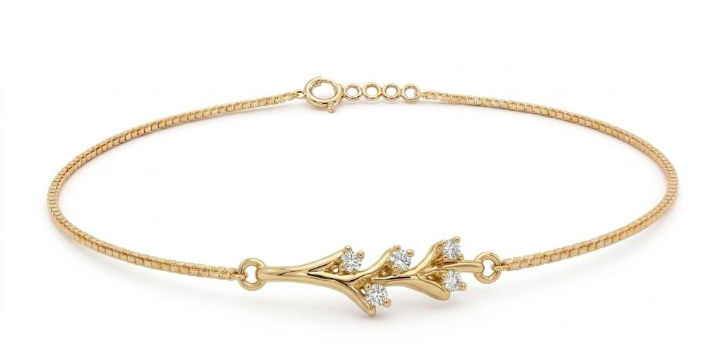 Elara Bloom Diamond Bracelet , 5.5 Inch , Yellow Gold , 18 K