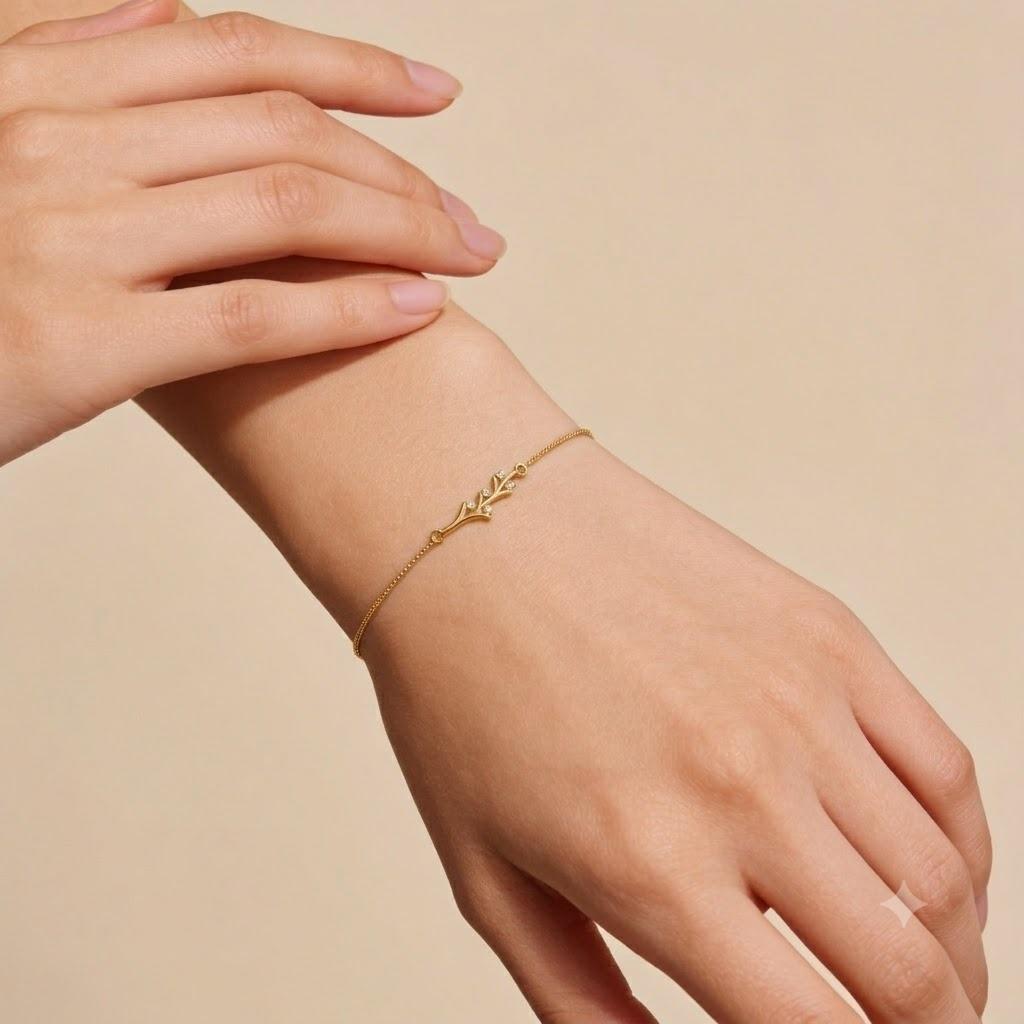 Elara Bloom Diamond Bracelet , 5.5 Inch , Yellow Gold , 18 K