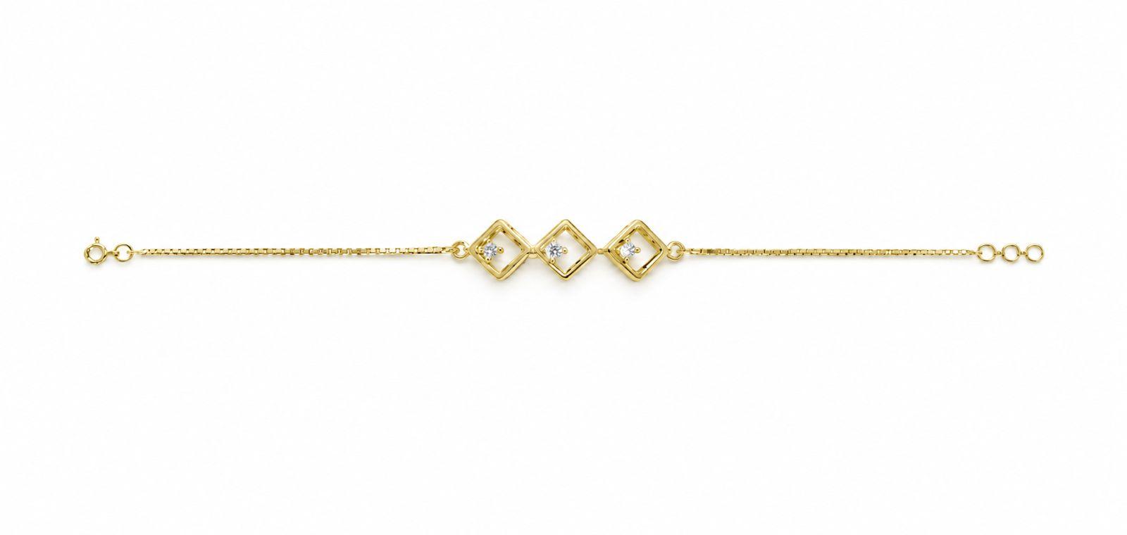Trinity Diamond Bracelet , 5.5 Inch , Yellow Gold , 18 K