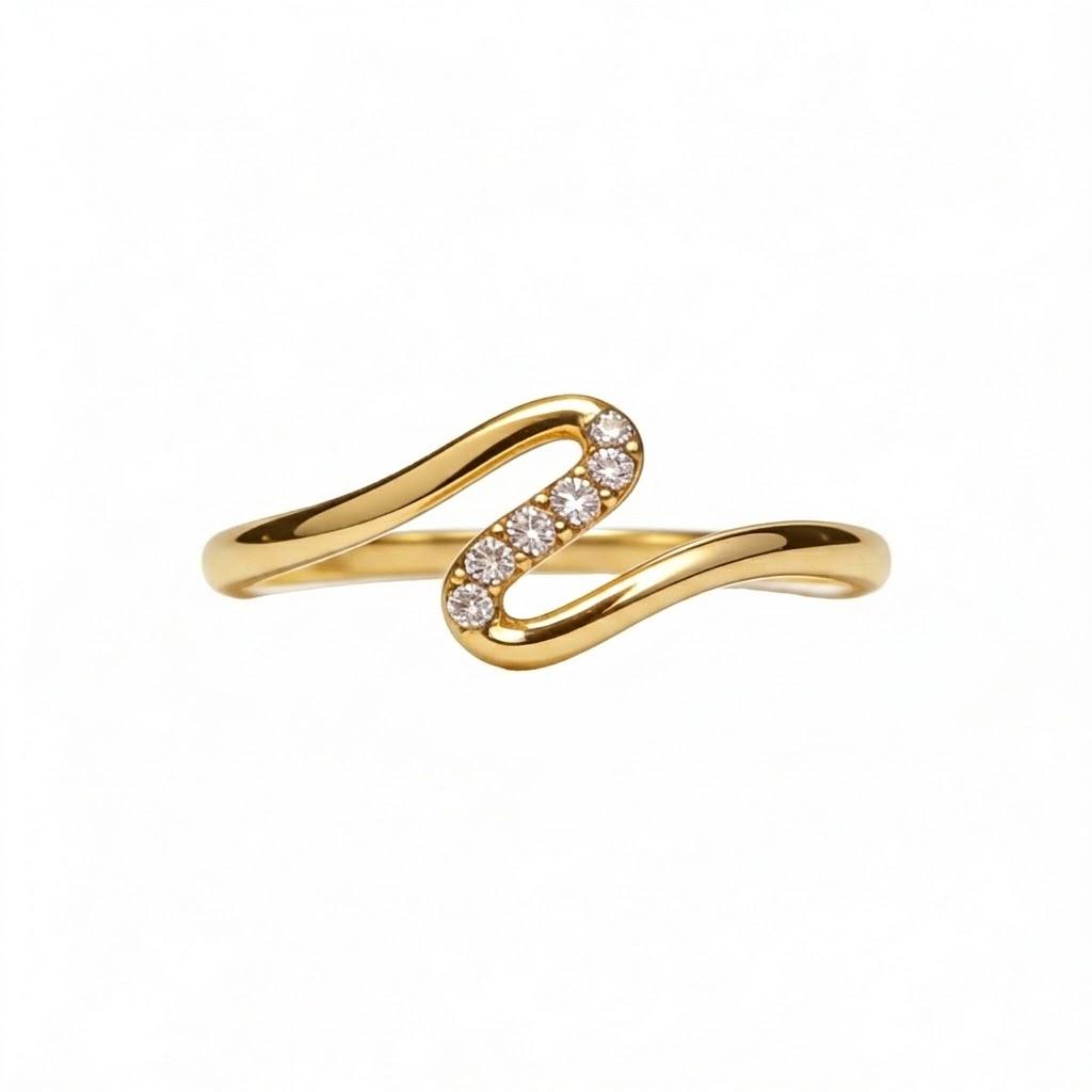 Diamond Wave Ring , 7MM , 18 K , Yellow Gold