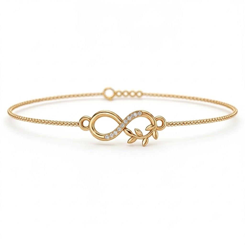 Infinity Diamond  Bracelet , 5.5 Inch , Yellow Gold , 18 K