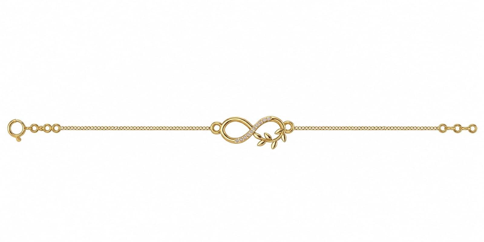 Infinity Diamond  Bracelet , 5.5 Inch , Yellow Gold , 18 K