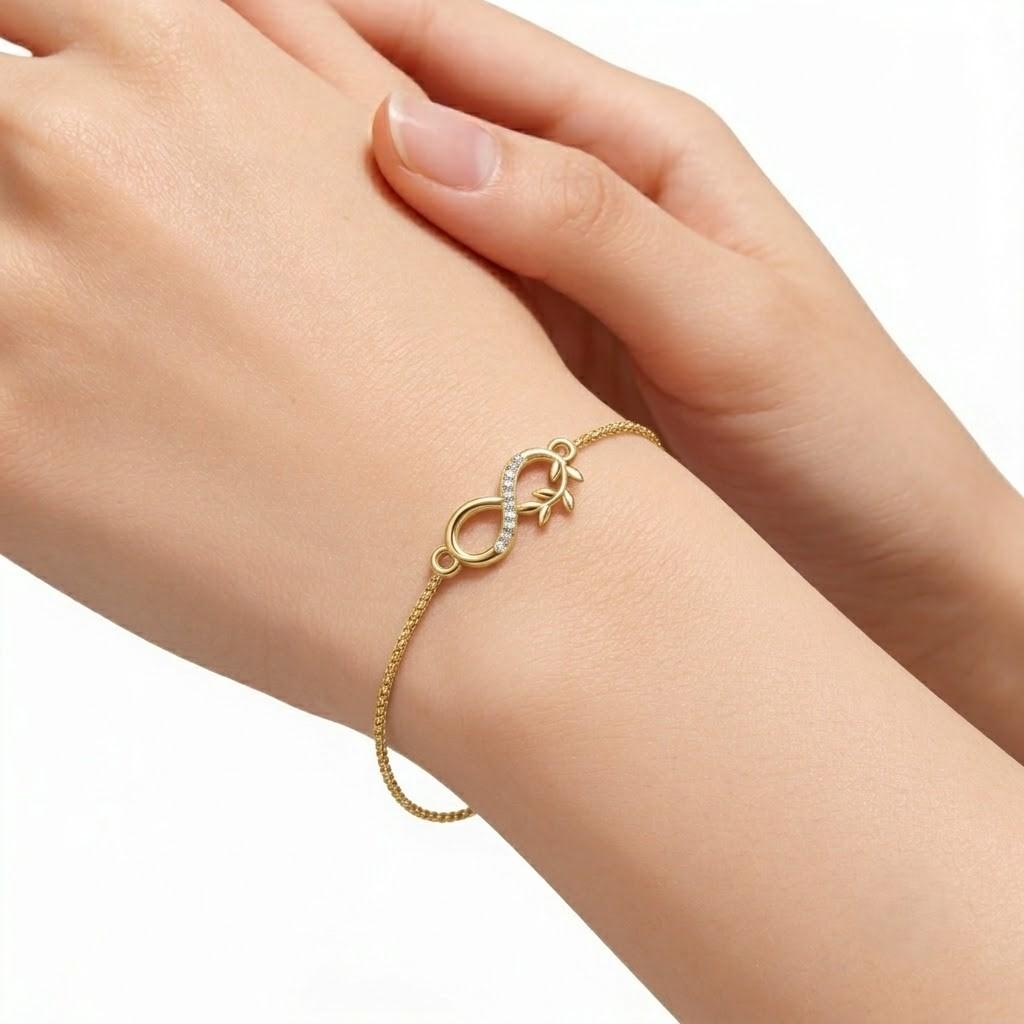 Infinity Diamond  Bracelet , 5.5 Inch , Yellow Gold , 18 K