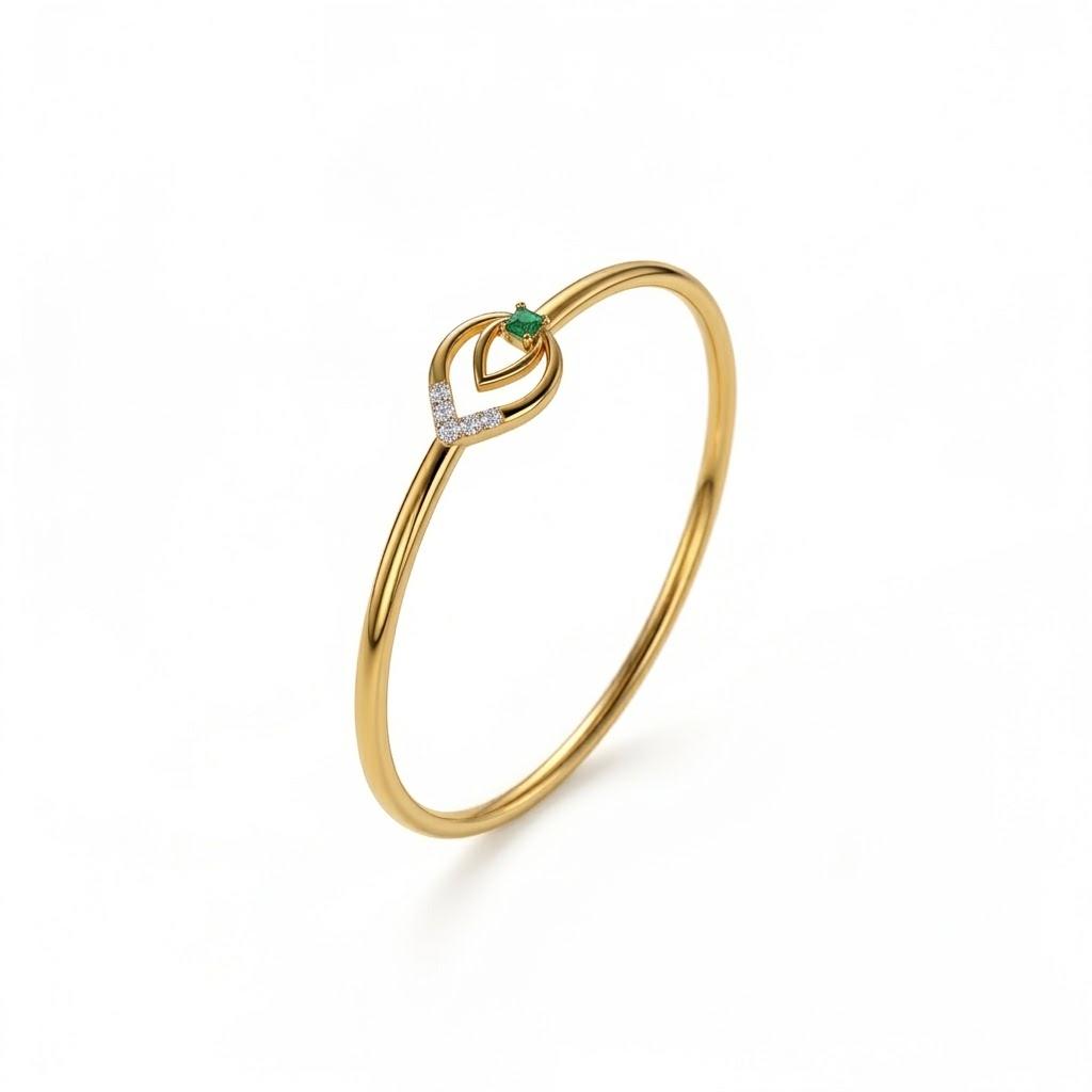 The Nexus  gold Bangle , Yellow Gold , 1.2 Inch , 18 K