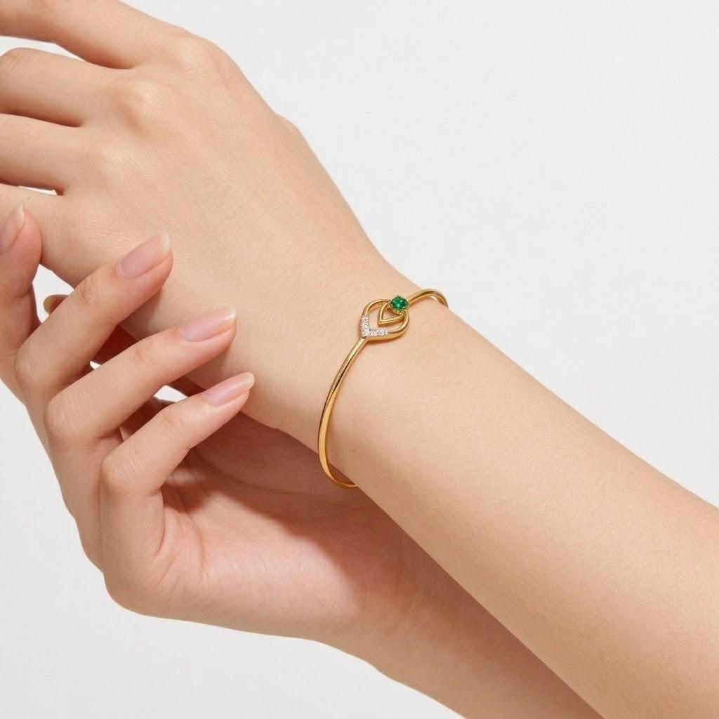 The Nexus  gold Bangle , Yellow Gold , 1.2 Inch , 18 K