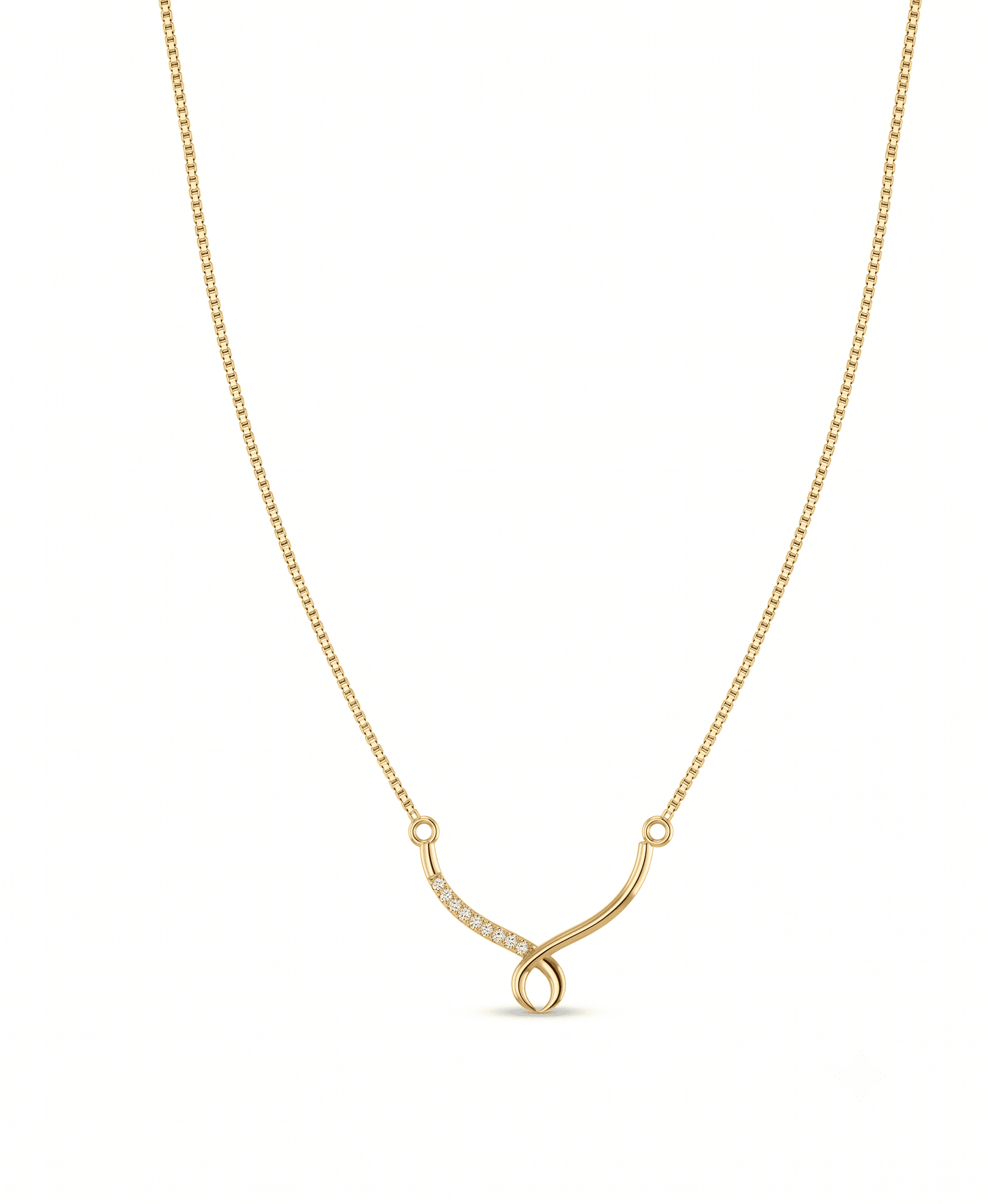Diamond Infinity Drop Necklace , 16Inch , Yellow Gold , 18 K