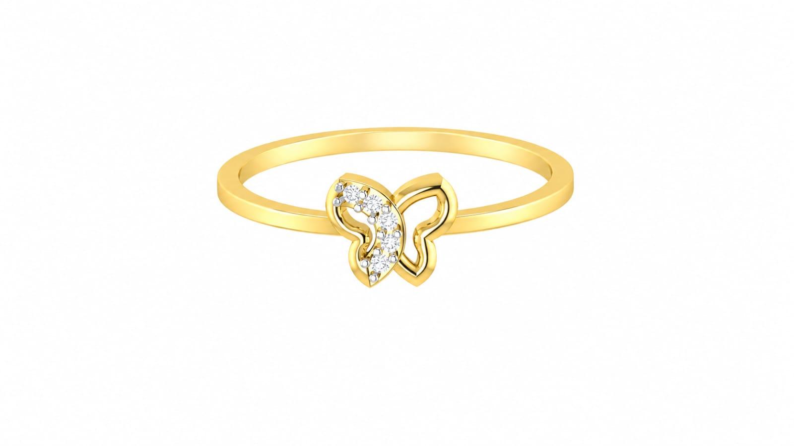 Flutter Grace Diamond Ring , 7MM , 18 K , Yellow Gold