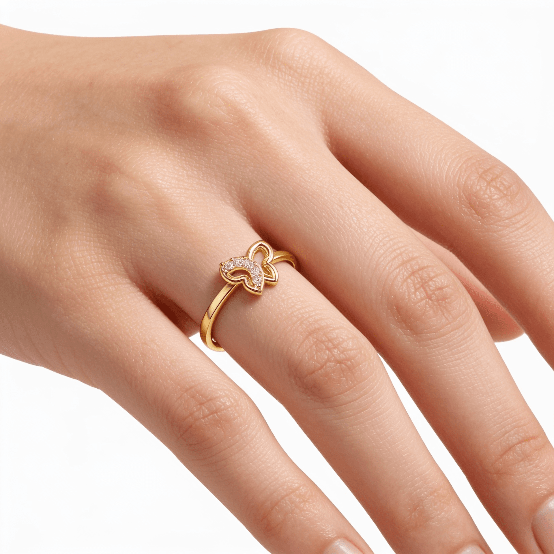 Flutter Grace Diamond Ring , 7MM , 18 K , Yellow Gold