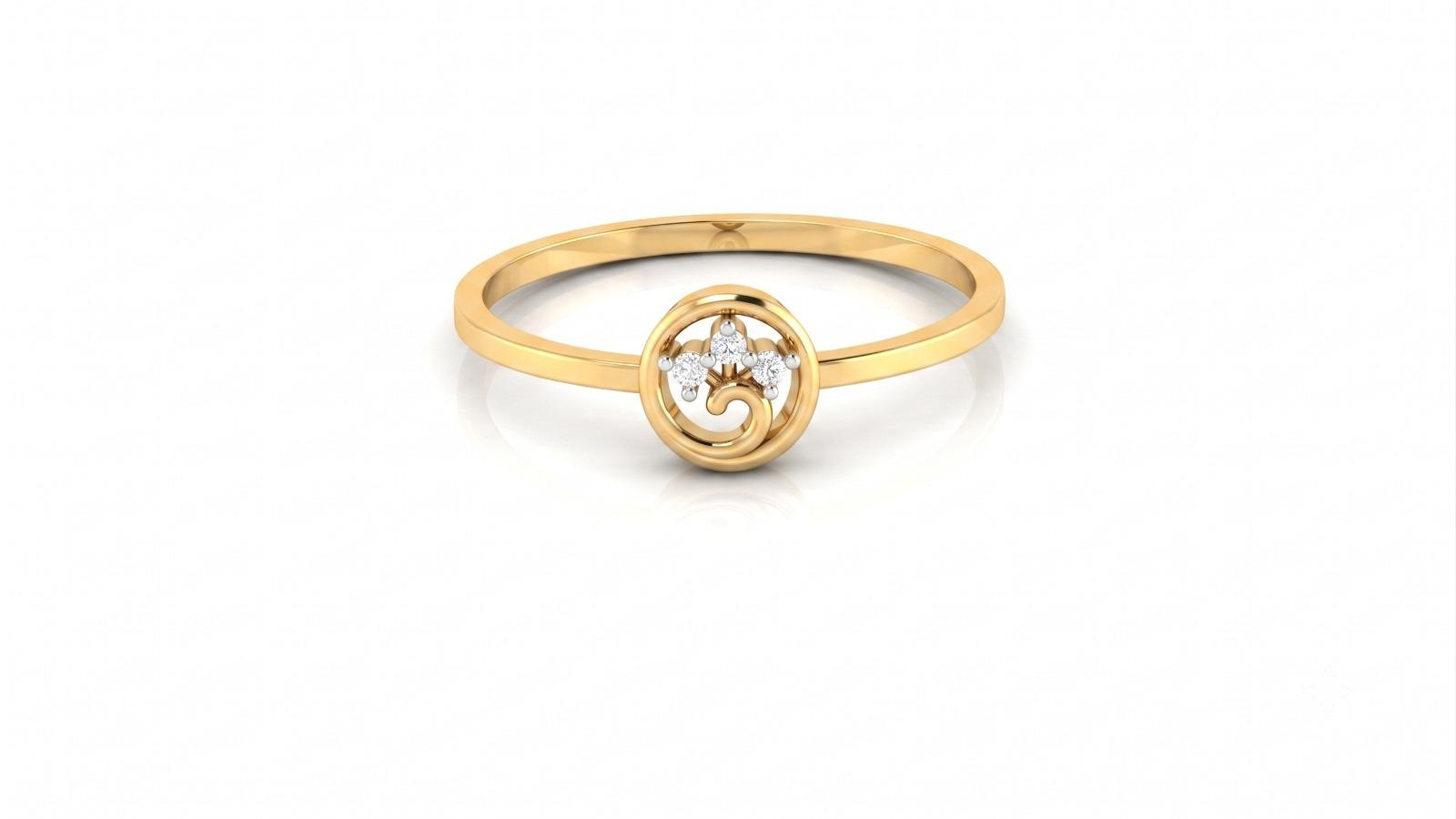 Circle Curl Diamond Ring , 7MM , 18 K , Yellow Gold