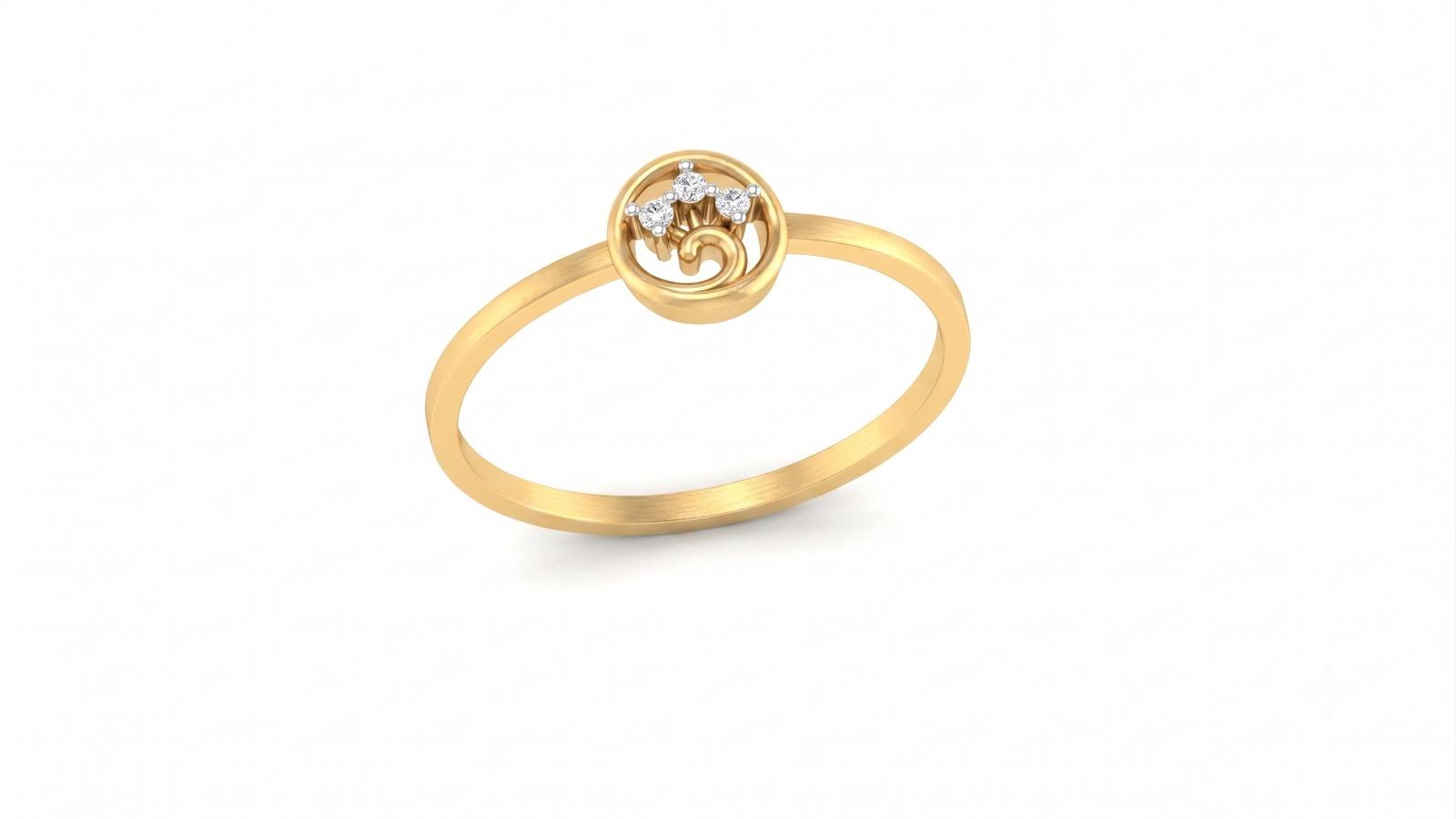 Circle Curl Diamond Ring , 7MM , 18 K , Yellow Gold