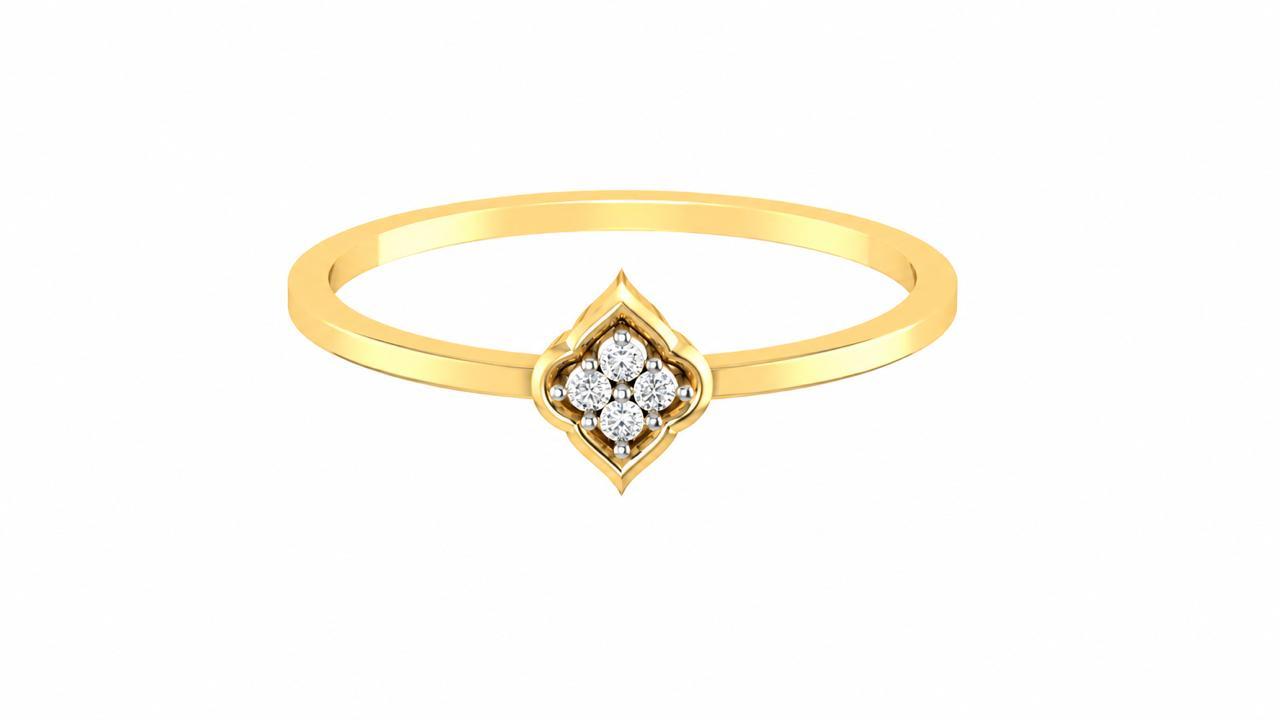 Celeste Bloom Diamond Ring , 7MM , 18 K , Yellow Gold