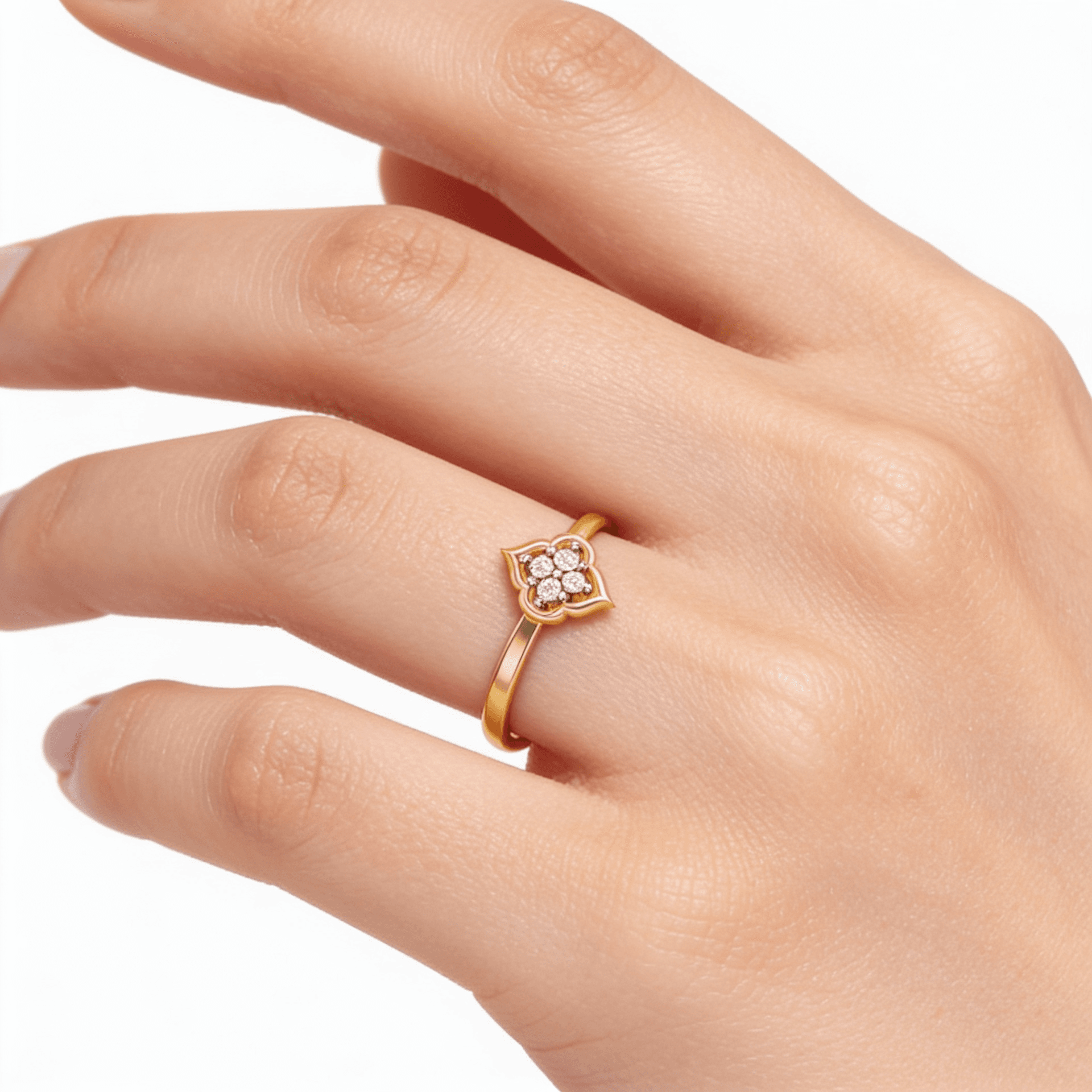 Celeste Bloom Diamond Ring , 7MM , 18 K , Yellow Gold