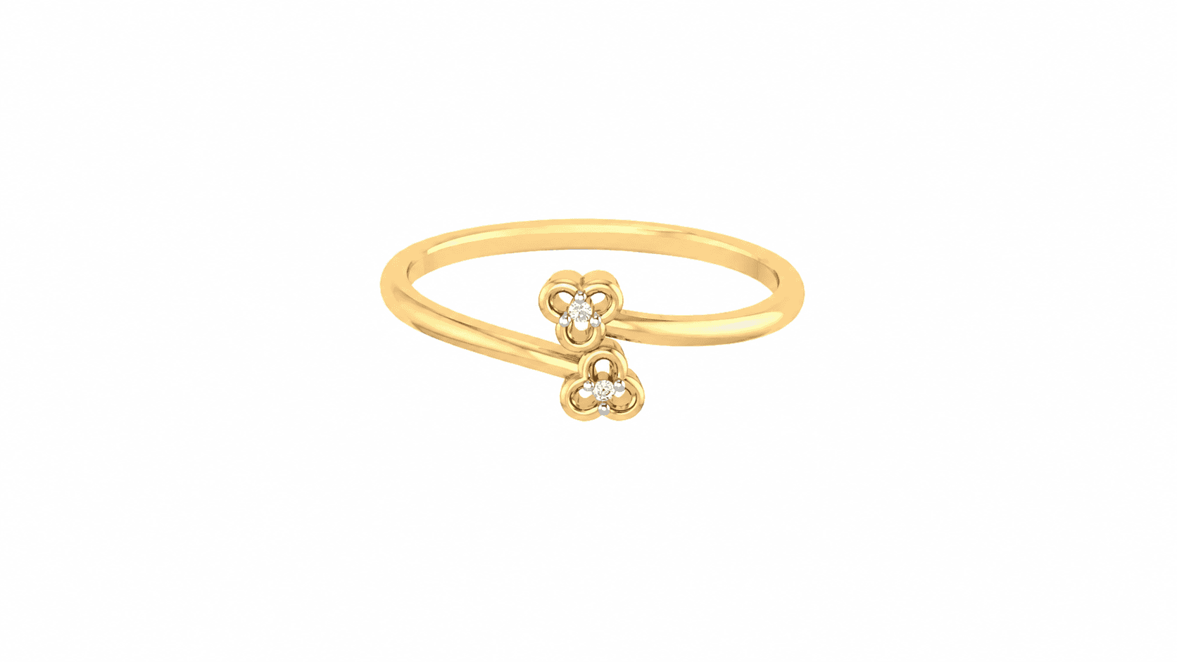 Floral Diamond Ring , 7MM , 18 K , Yellow Gold
