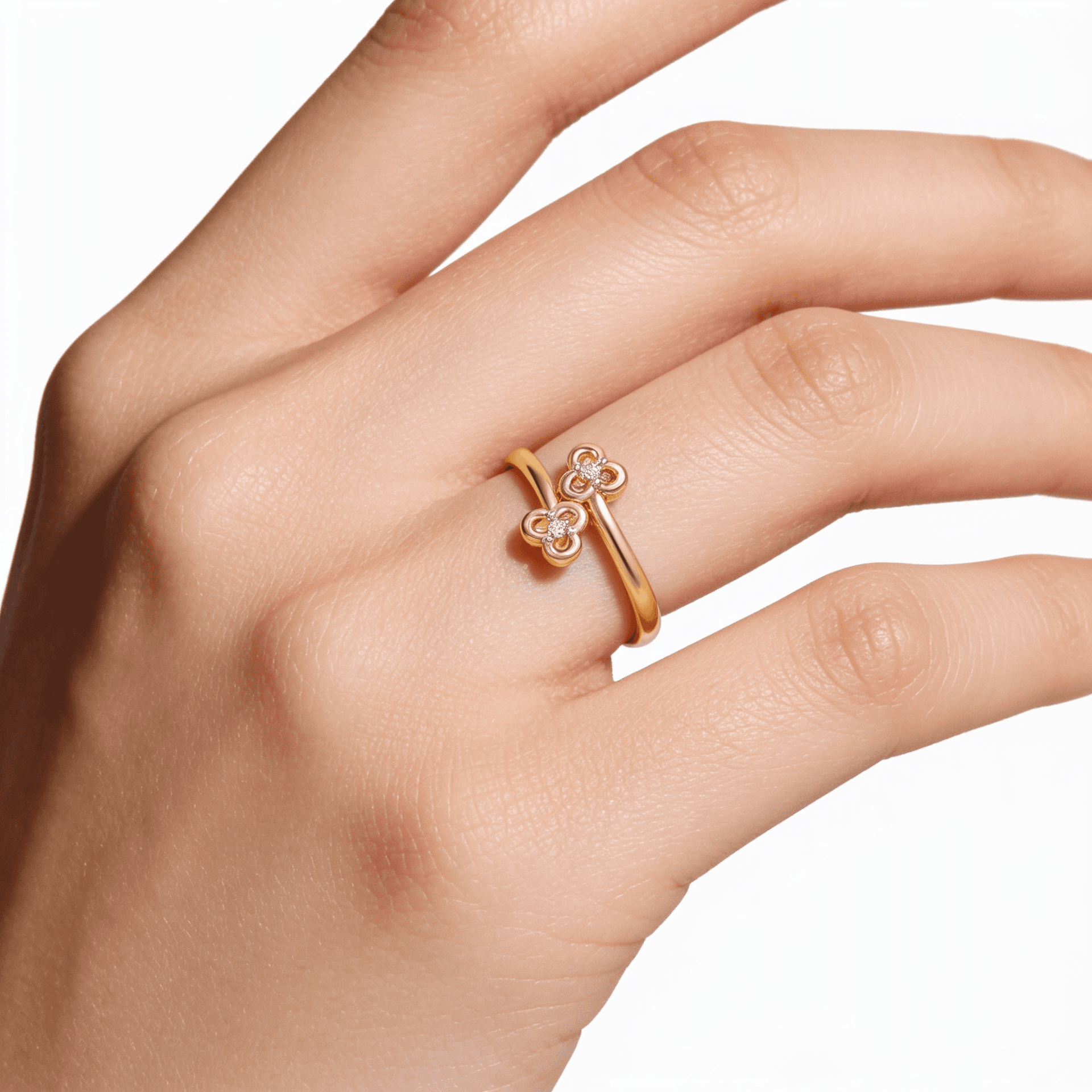 Floral Diamond Ring , 7MM , 18 K , Yellow Gold