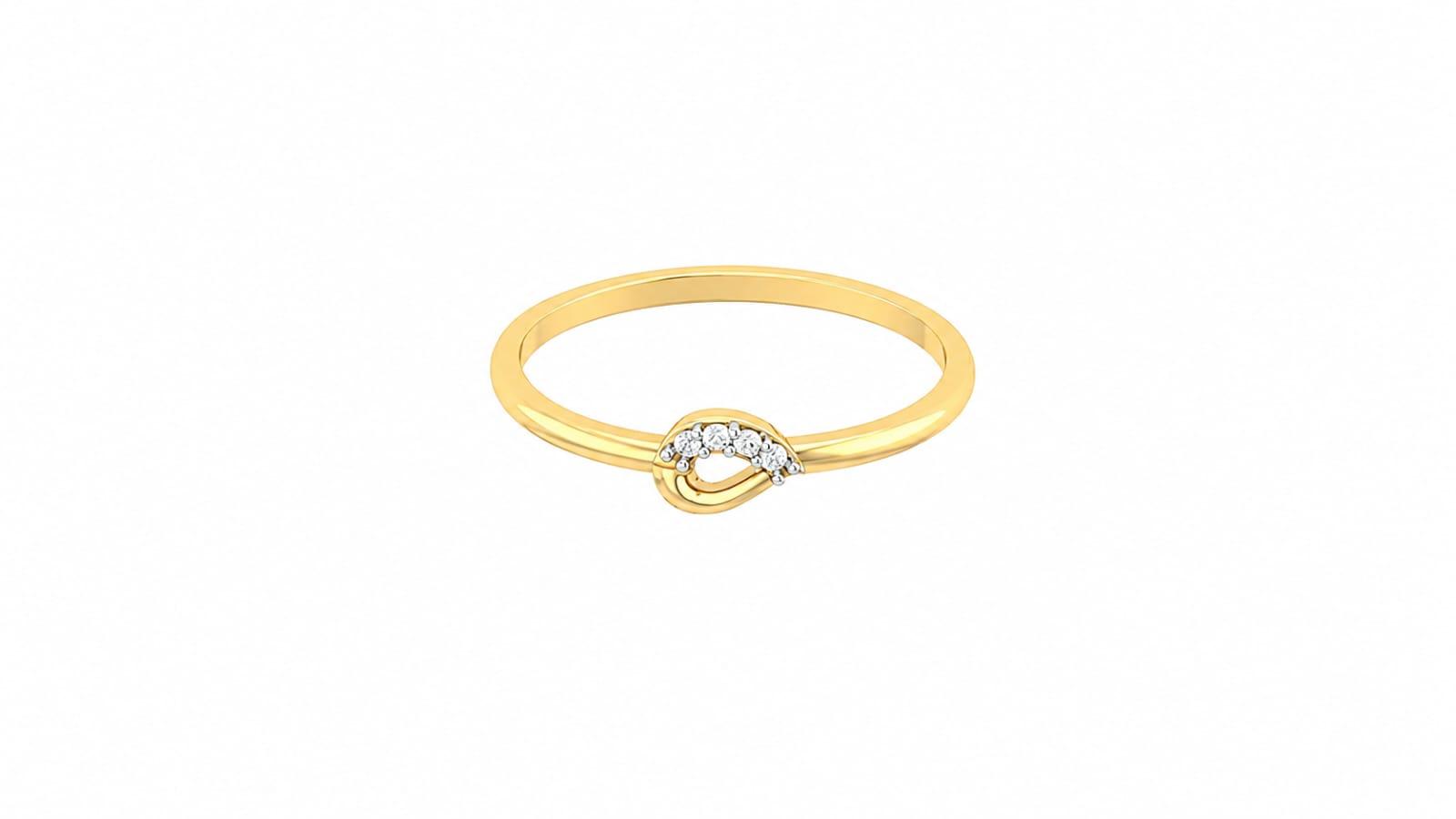 Marquise Curve Diamond Ring , 7MM , 18 K , Yellow Gold
