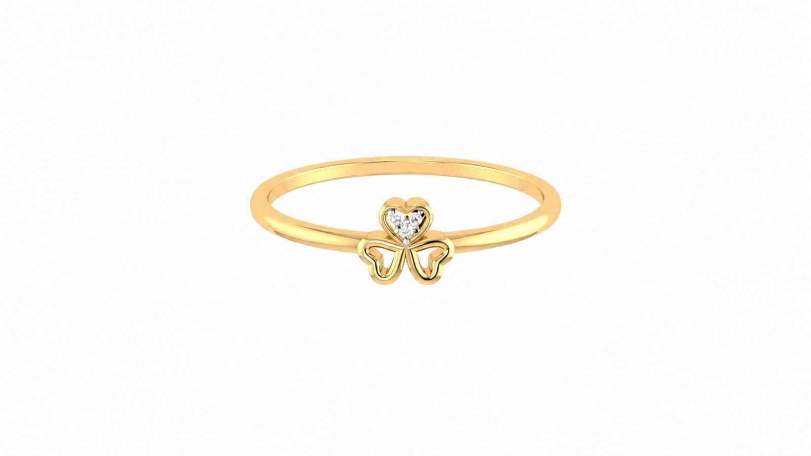 Sparkling Heart Diamond Ring , 7MM , 18 K , Yellow Gold