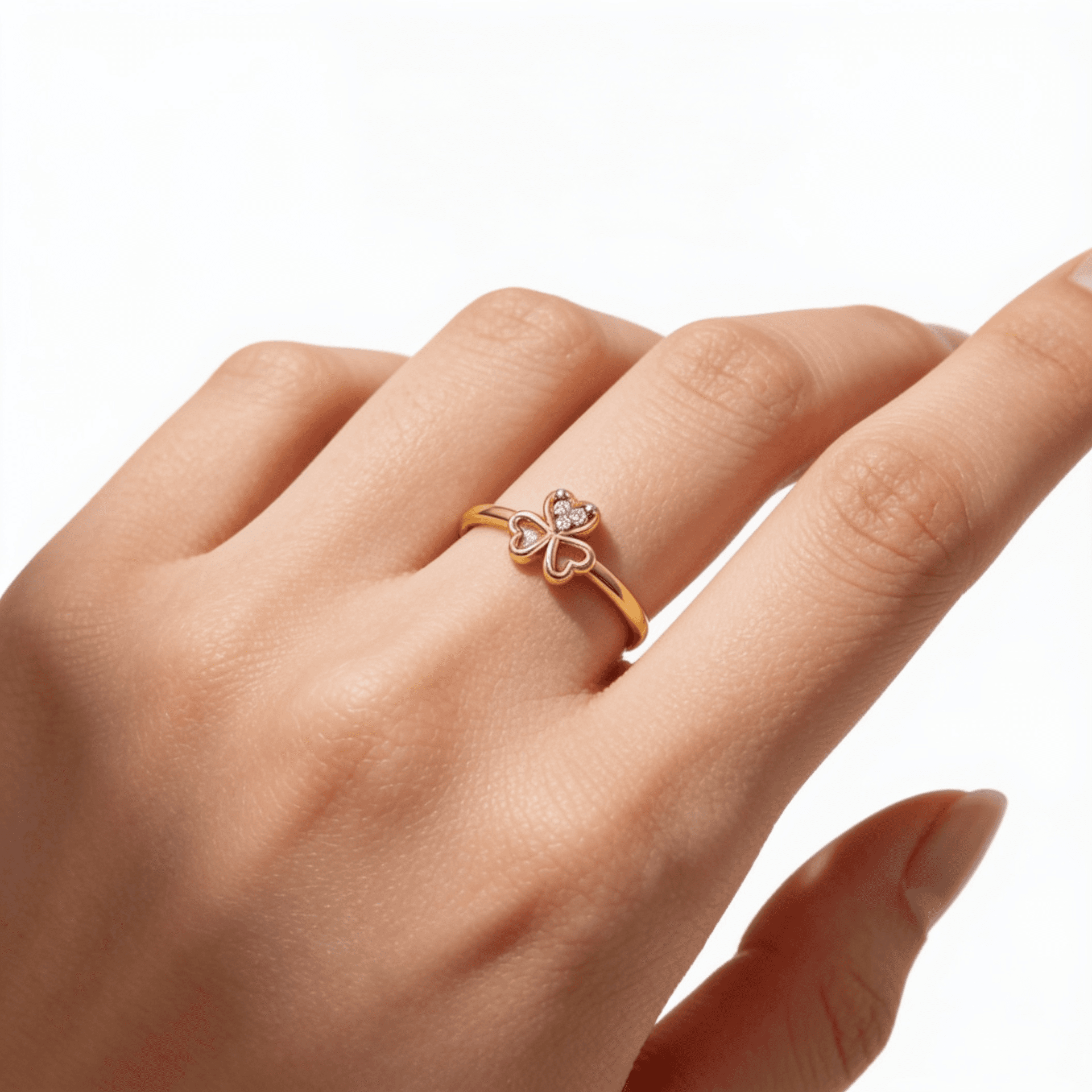 Sparkling Heart Diamond Ring , 7MM , 18 K , Yellow Gold