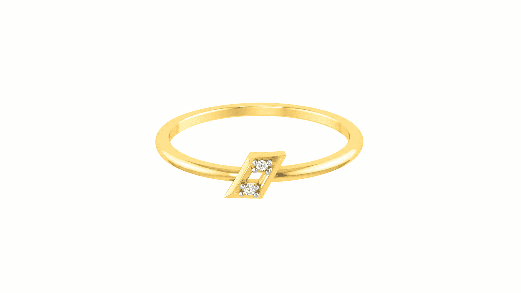 Twin Spark Diamond Ring , 7MM , 18 K , Yellow Gold