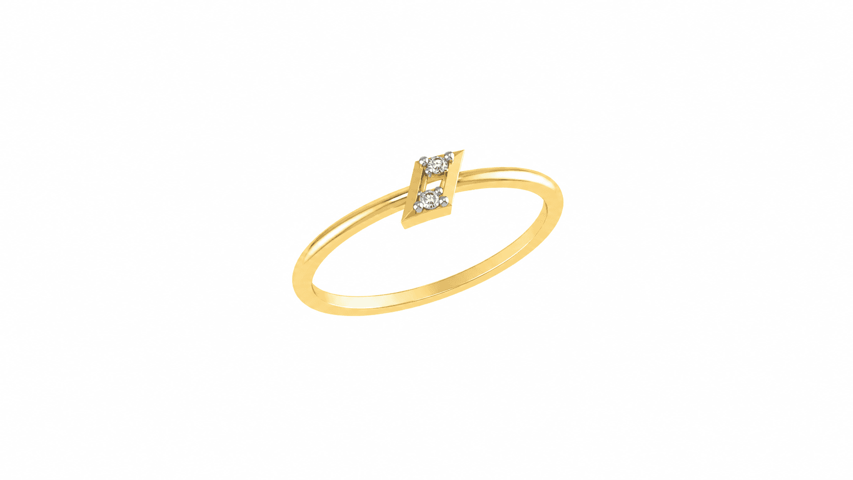 Twin Spark Diamond Ring , 7MM , 18 K , Yellow Gold