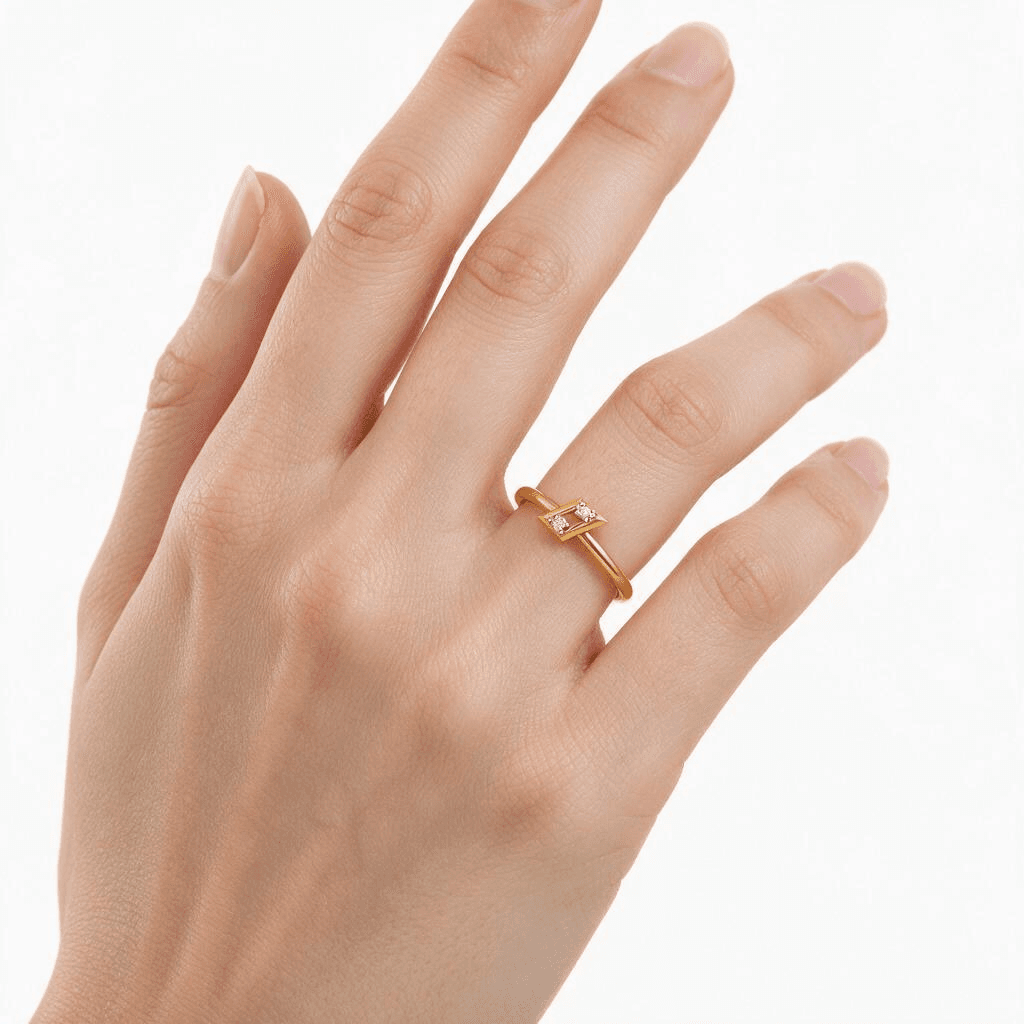 Twin Spark Diamond Ring , 7MM , 18 K , Yellow Gold