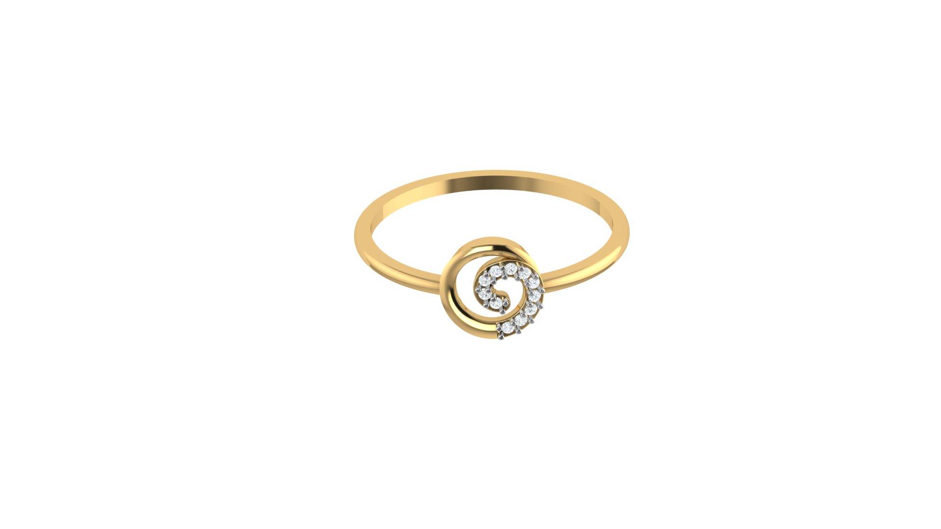 Swirl Diamond Ring , 7MM , 18 K , Yellow Gold