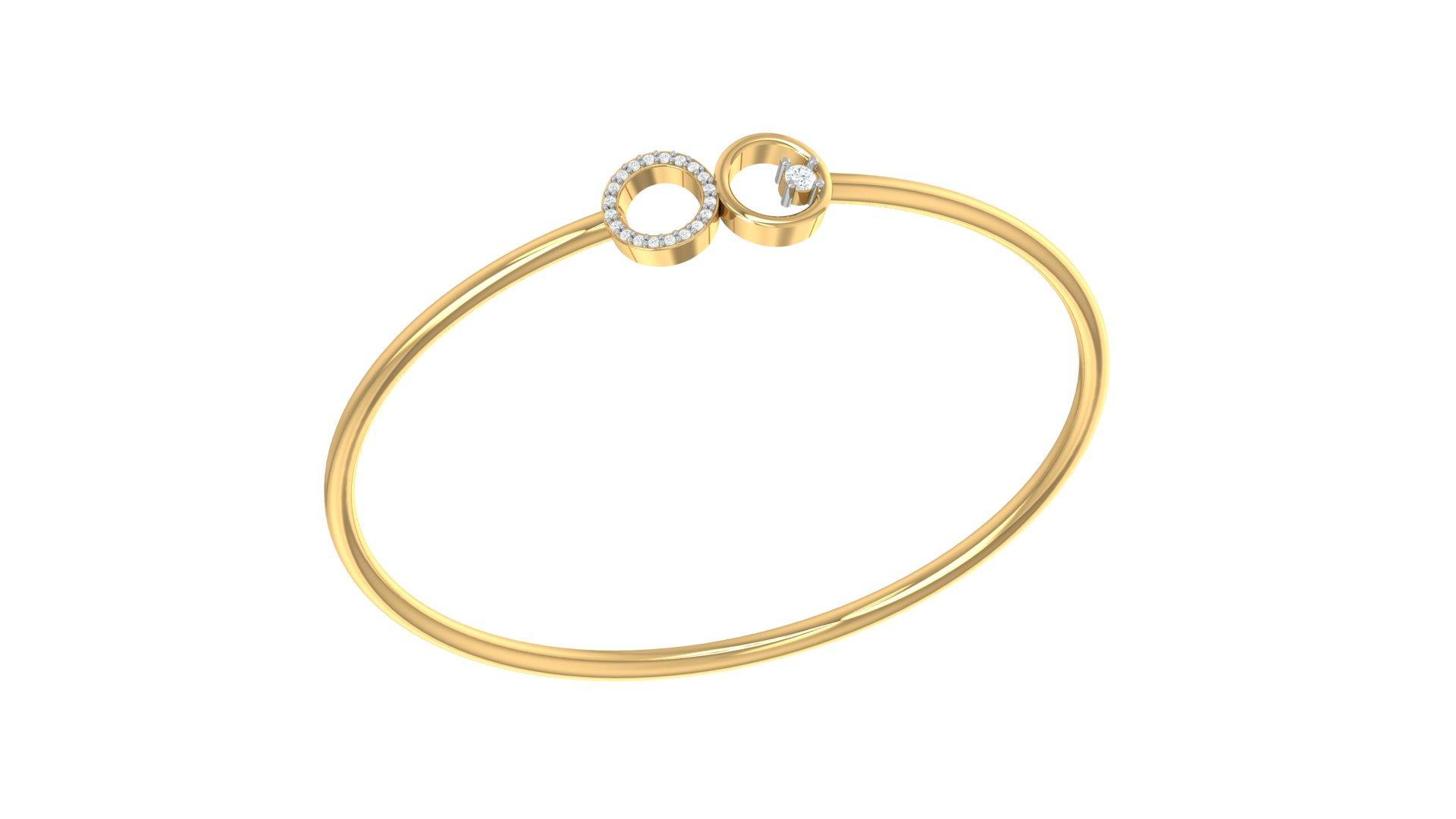 Luna Pave Diamond Bangle , Yellow Gold , 1.2 Inch , 18 K