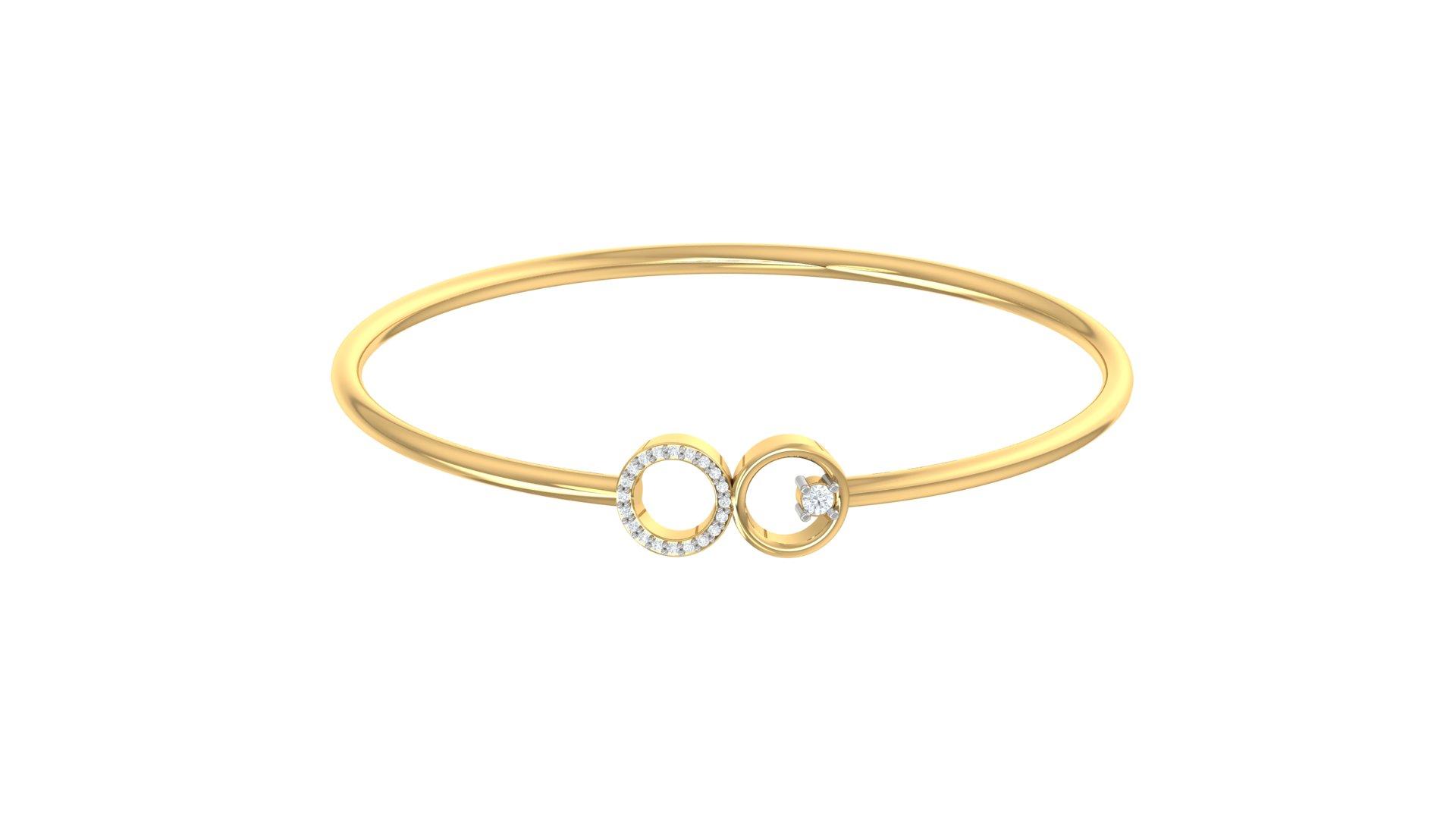 Luna Pave Diamond Bangle , Yellow Gold , 1.2 Inch , 18 K