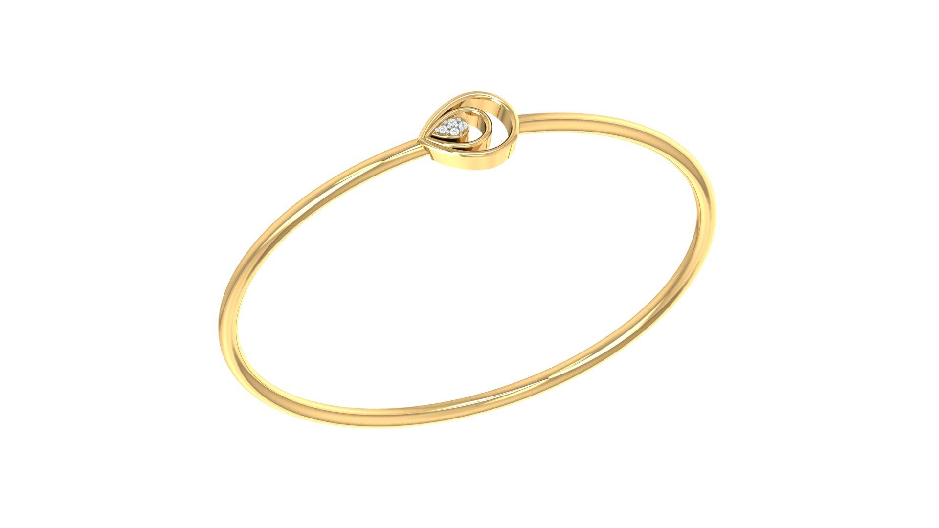 Twirl Drop Diamond Bangle , Yellow Gold , 1.2 Inch , 18 K