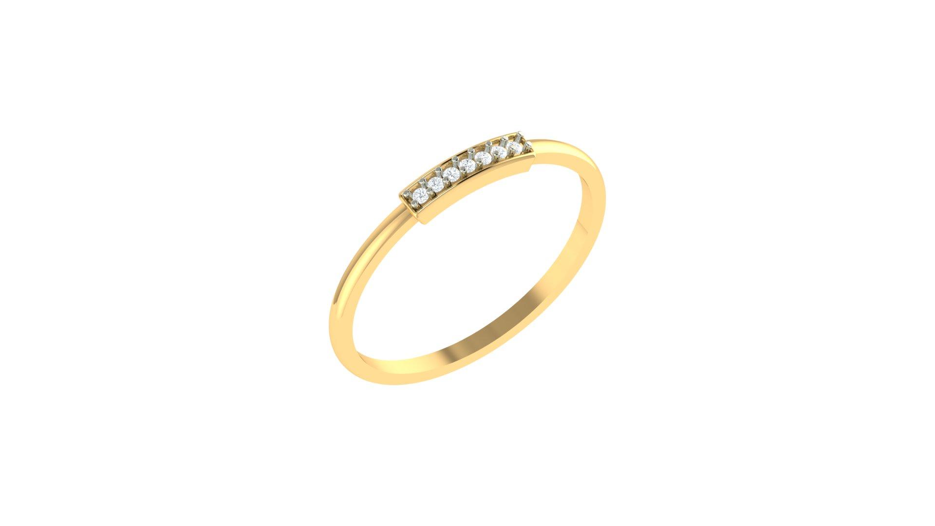 Luna Pave Diamond Ring , 7MM , 18 K , Yellow Gold