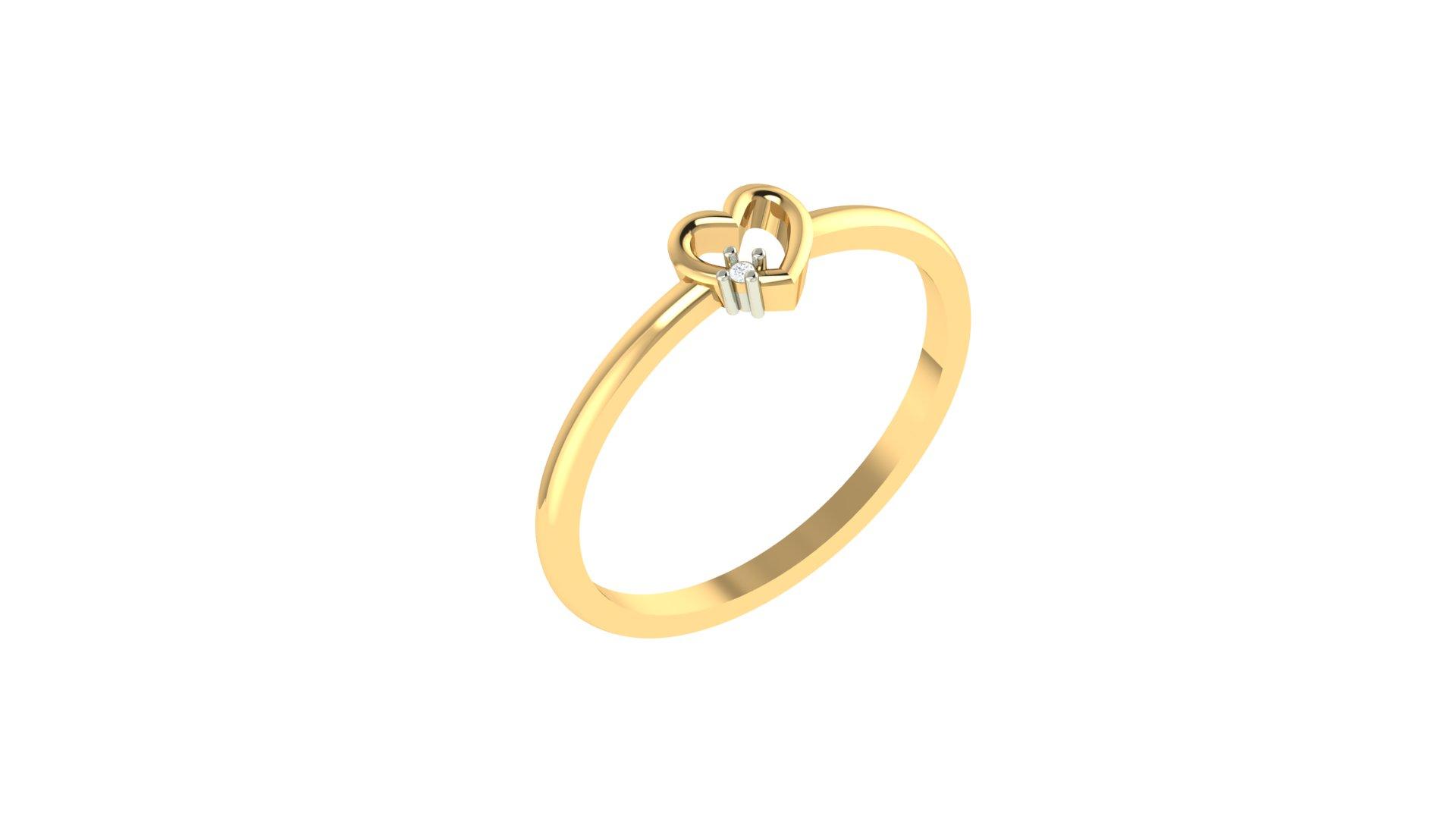 Open Heart Diamond Ring , 7MM , 18 K , Yellow Gold