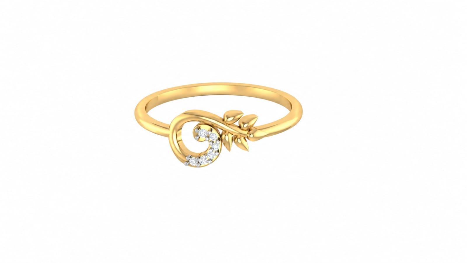 Flora Swirl Diamond Ring , 7MM , 18 K , Yellow Gold