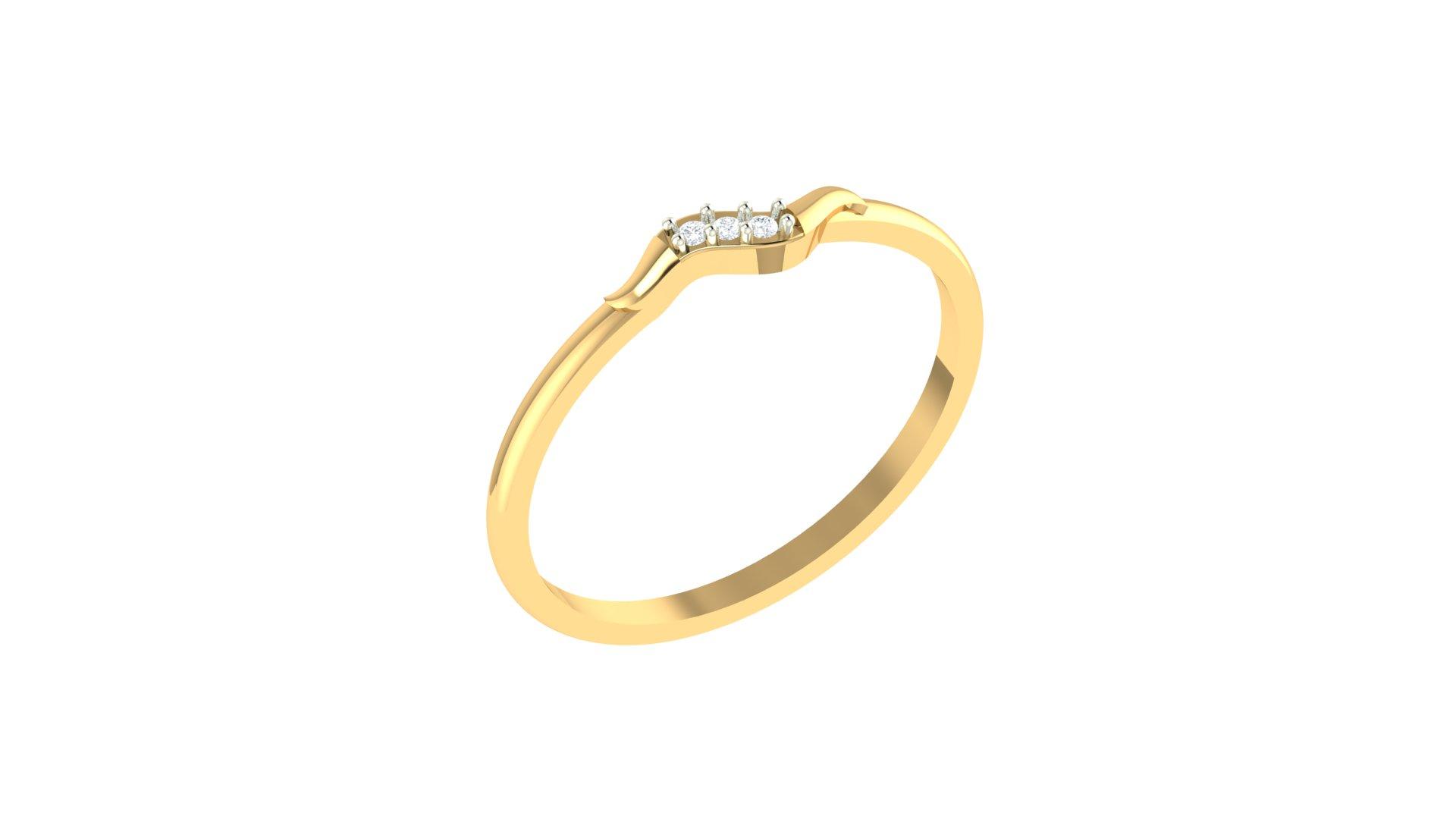 Celeste Trio Diamond Ring , 7MM , 18 K , Yellow Gold