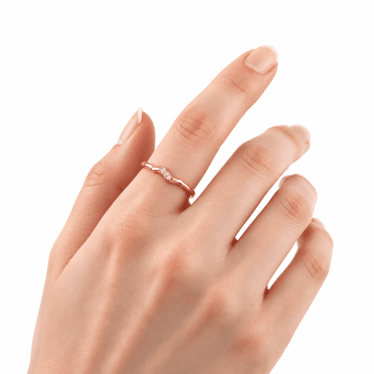 Celeste Trio Diamond Ring , 7MM , 18 K , Yellow Gold
