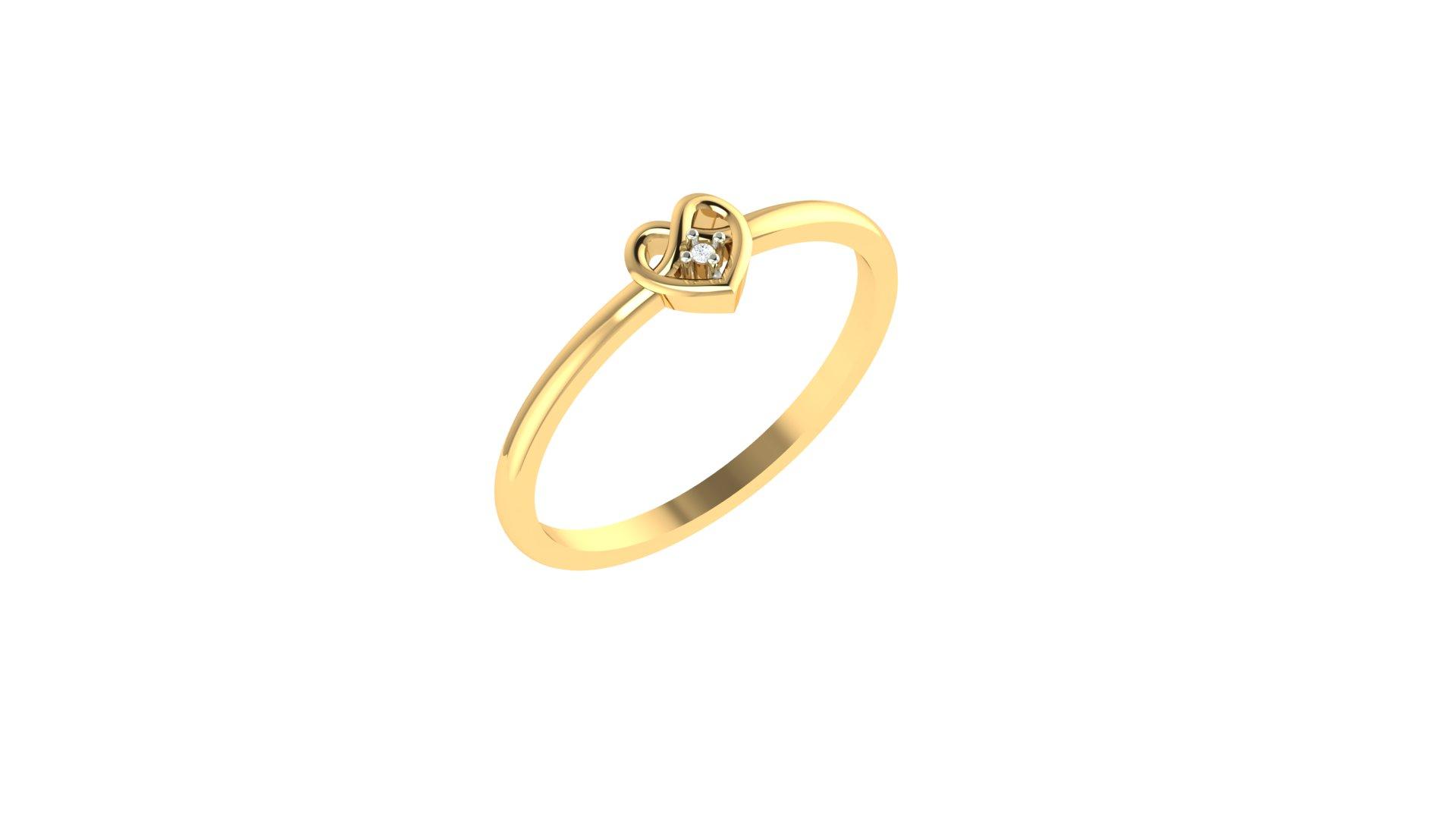 Sparkle Heart Ring , 7MM , 18 K , Yellow Gold