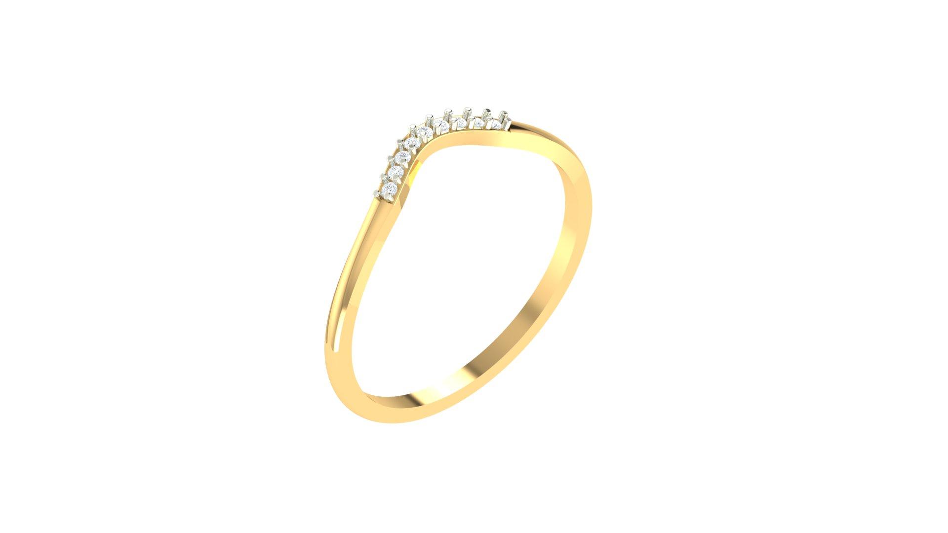 Aurielle Curve Diamond Ring , 7MM , 18 K , Yellow Gold