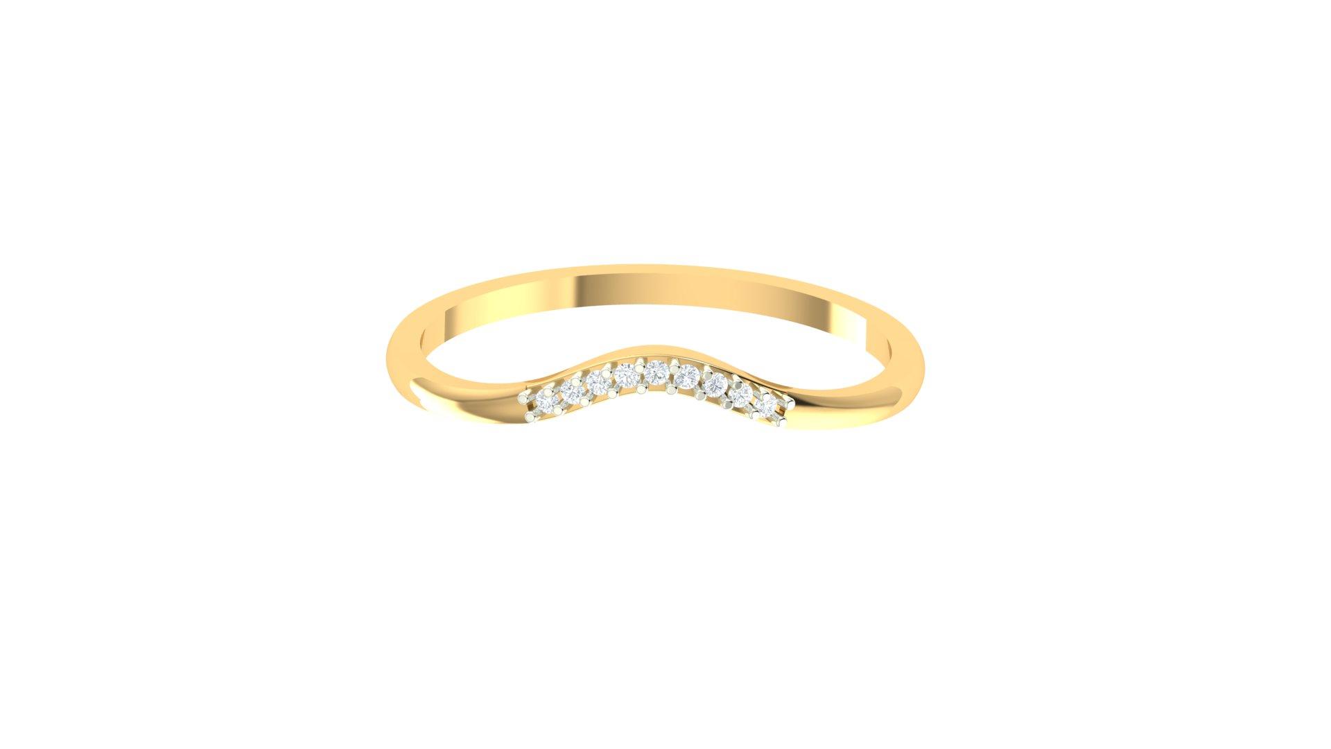 Aurielle Curve Diamond Ring , 7MM , 18 K , Yellow Gold