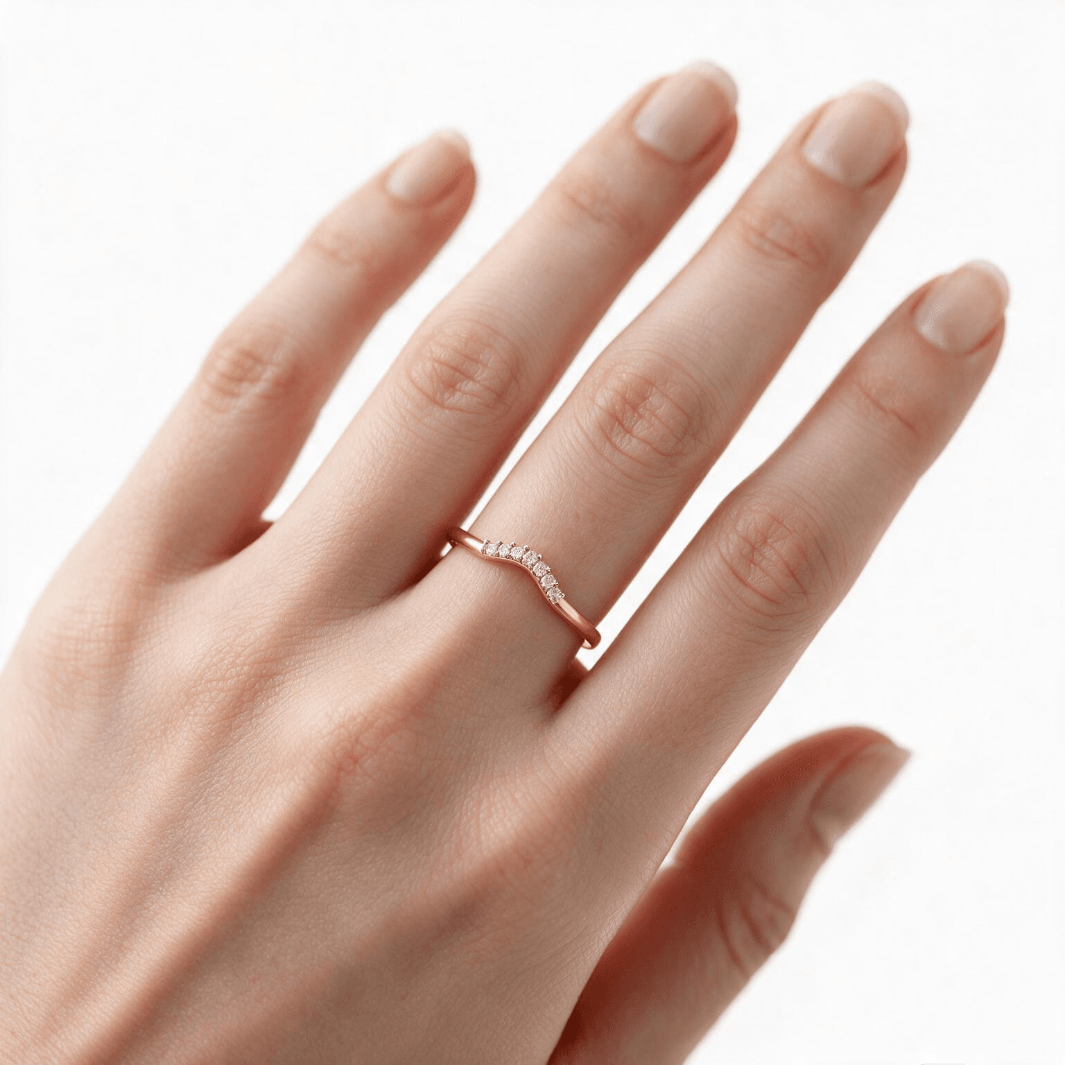 Aurielle Curve Diamond Ring , 7MM , 18 K , Yellow Gold