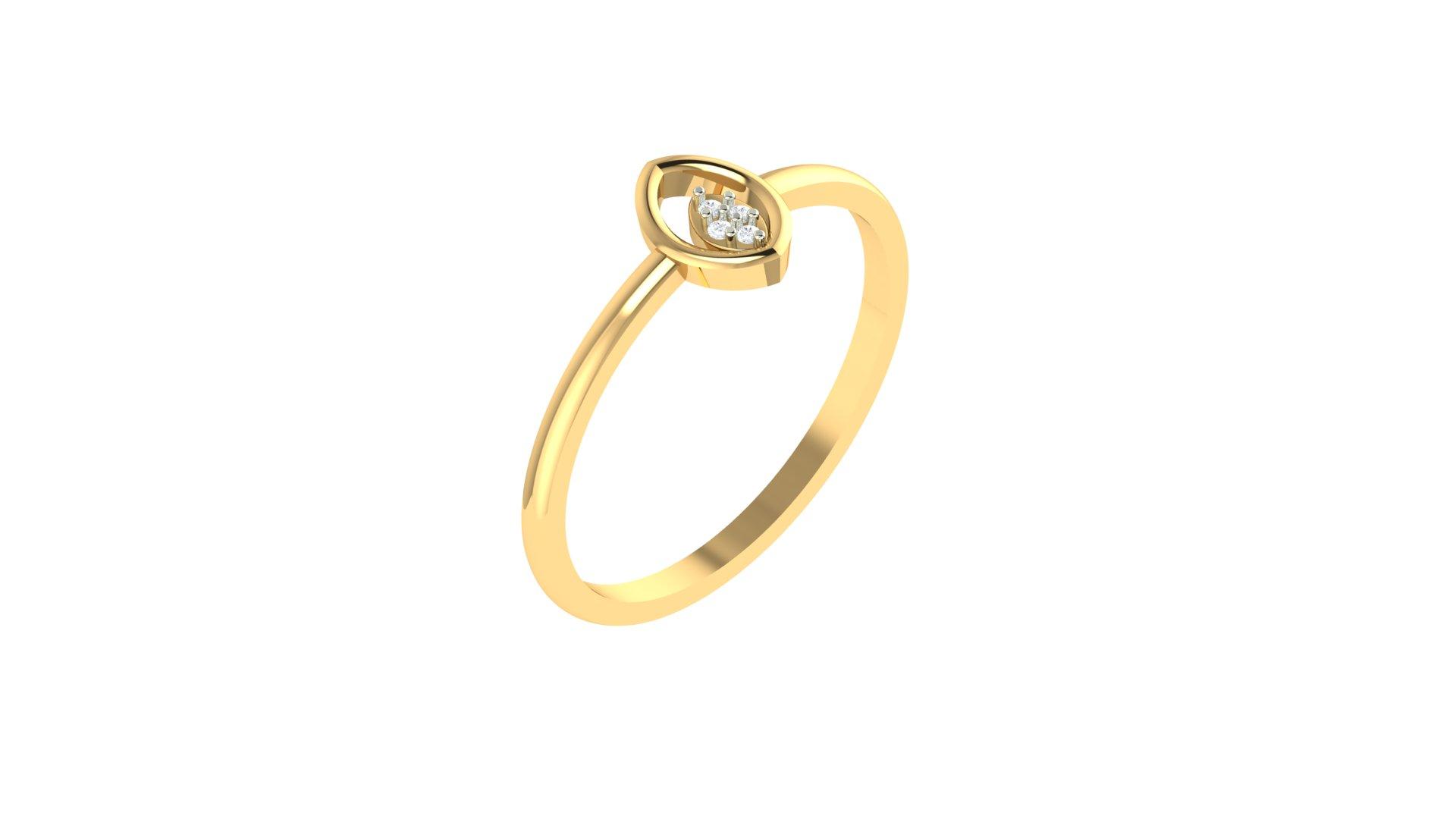 Marquise Leaf Diamond Ring , 7MM , 18 K , Yellow Gold