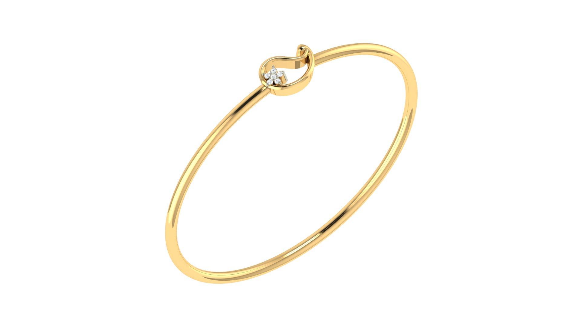 Celestia Knot Diamond Bangle , Yellow Gold , 1.2 Inch , 18 K