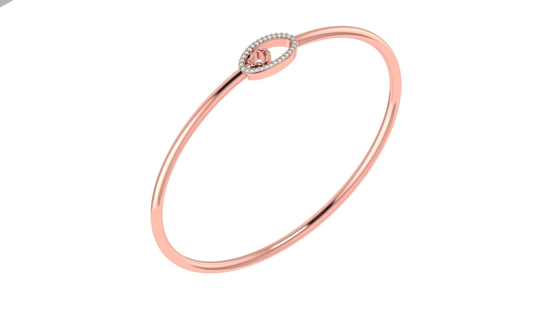 Aurora Halo Diamond Bangle , Yellow Gold , 1.2 Inch , 18 K