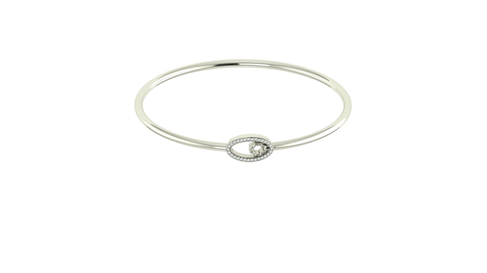 Aurora Halo Diamond Bangle , Yellow Gold , 1.2 Inch , 18 K