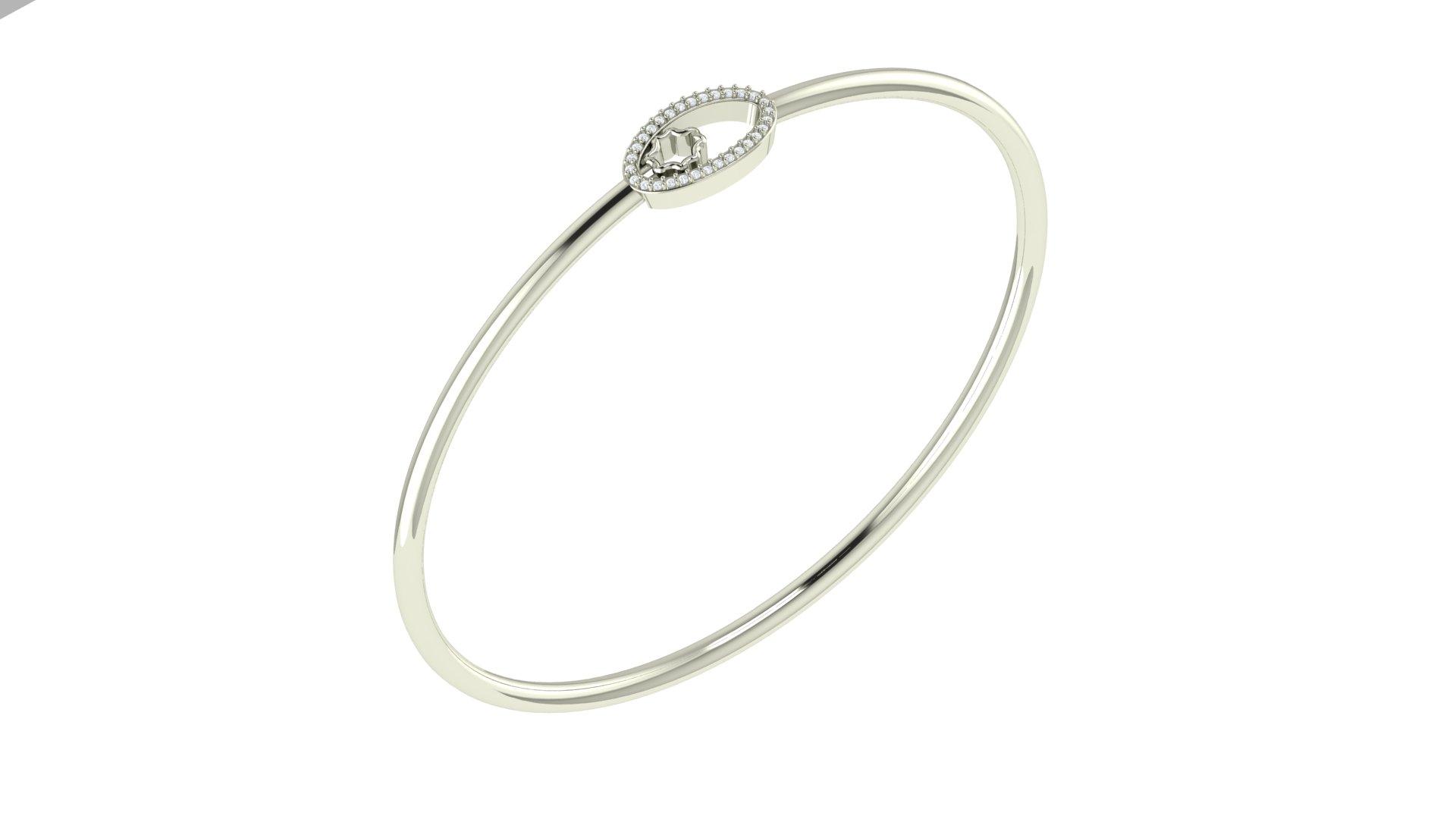 Aurora Halo Diamond Bangle , Yellow Gold , 1.2 Inch , 18 K